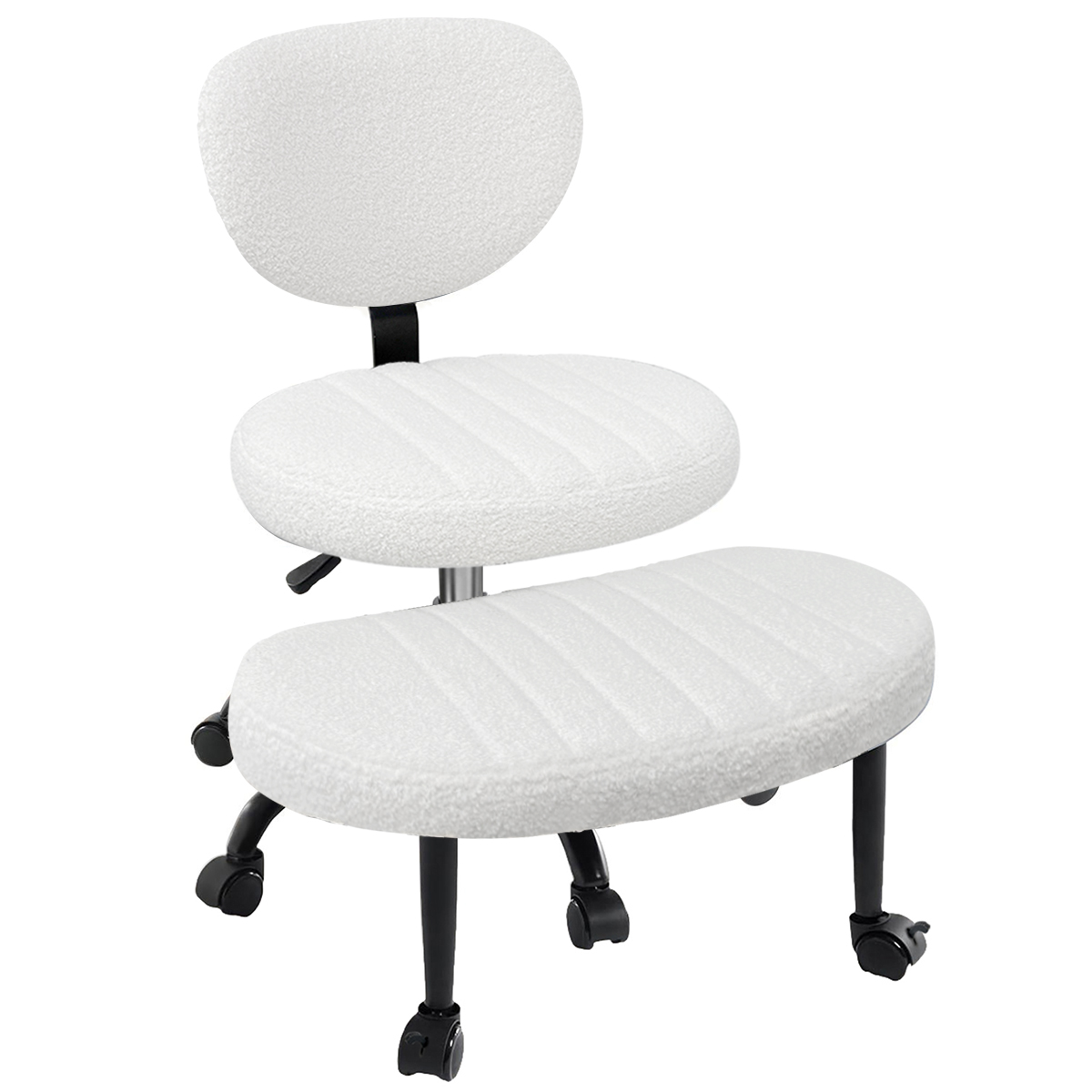 Ergonomic Meditation Chair, Cross-Legged Office Chair with Wheels, 360° Swivel, Adjustable Height, Lumbar Support, ADHD Chair for Home Office