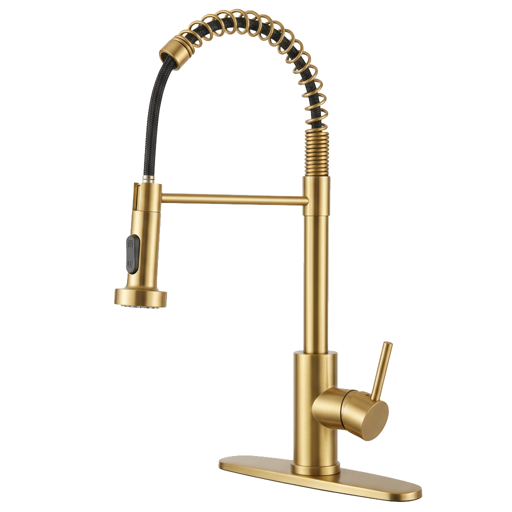 Kitchen Faucet with Pull Down Sprayer Industrial 1 Handle 1 Hole Faucet for Farmhouse Camper Laundry Utility Rv Wet Bar Sinks, Stainless Steel, Brushed Nickel