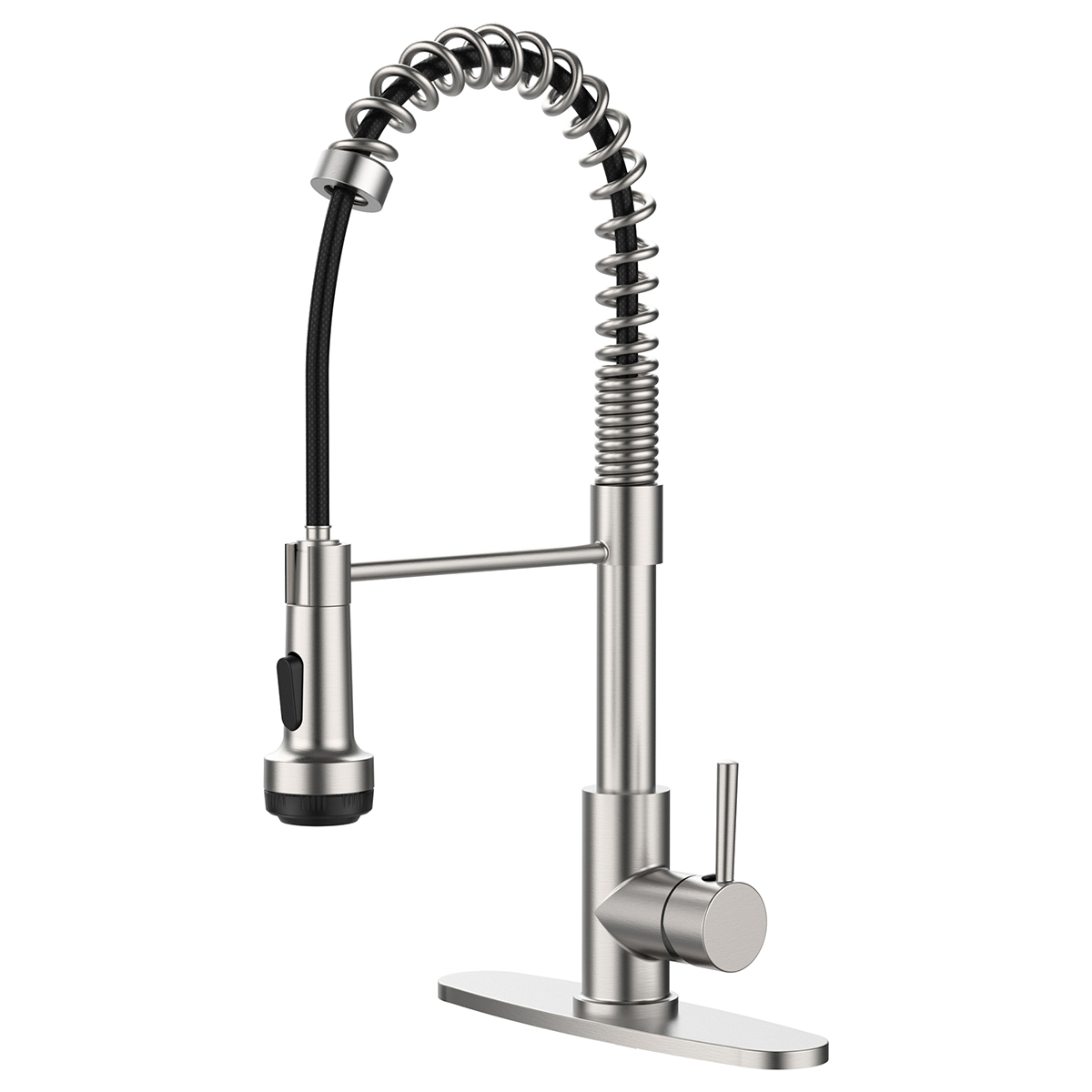 Kitchen Faucet with Pull Down Sprayer and 4 Spraying Modes Single Handle Commercial Spring Kitchen Sink Faucet Matte Black 1 or 3 Hole