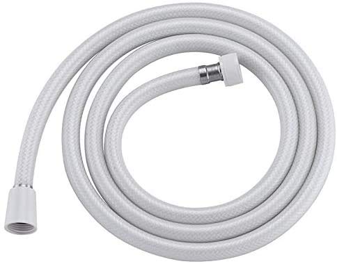 PVC Shower Hose 59 in Extra Long Smooth Handheld Shower Hose Flexible Anti-Kink Handheld Shower Head Hose with brass spin inner core White
