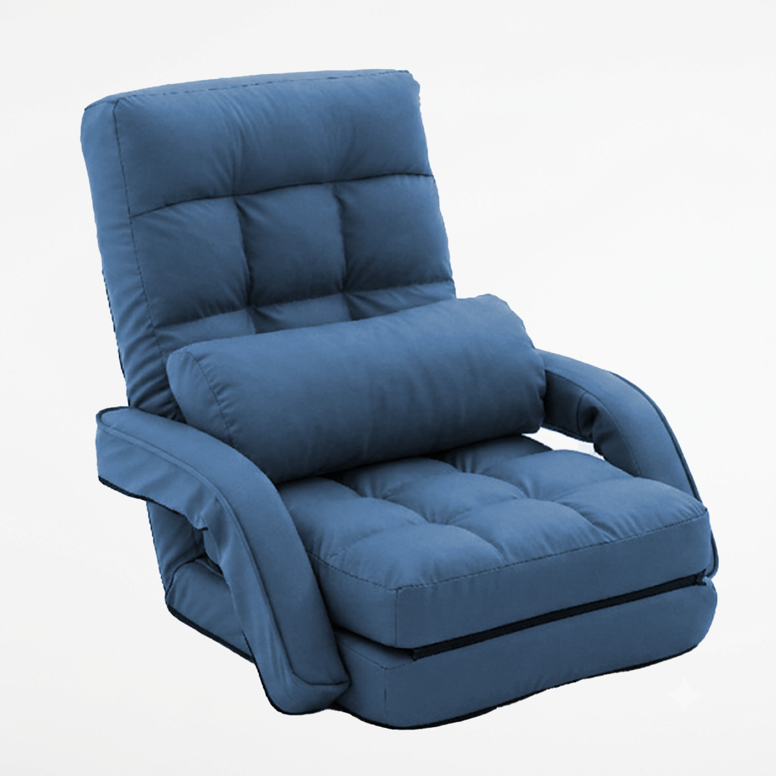 Floor Chair, Floor Gaming Chair with 14 Adjustable Position&Back Support, Folding Lounge Chair with Armrest for Adults, Lazy Sofa Lounger with Comfy Cushion for Living Room,Bedroom,PU,Coffee