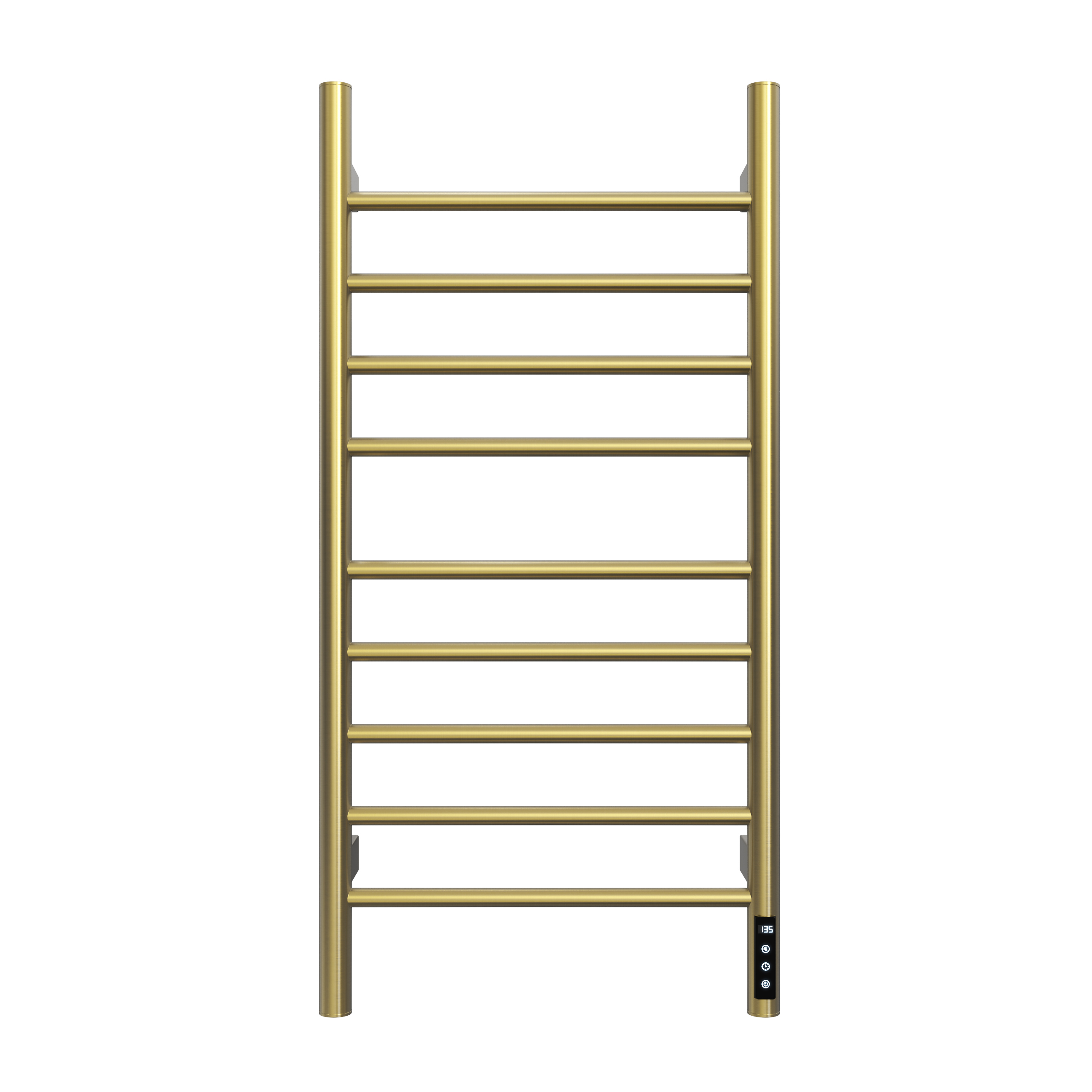 Black Heated Towel Rack for Bathroom,Wall Mounted with Intelligent Touch Screen Timer, 9-Bar Towel Warmer, 304 Stainless Steel Polished, Plug-in/Hard-Wired