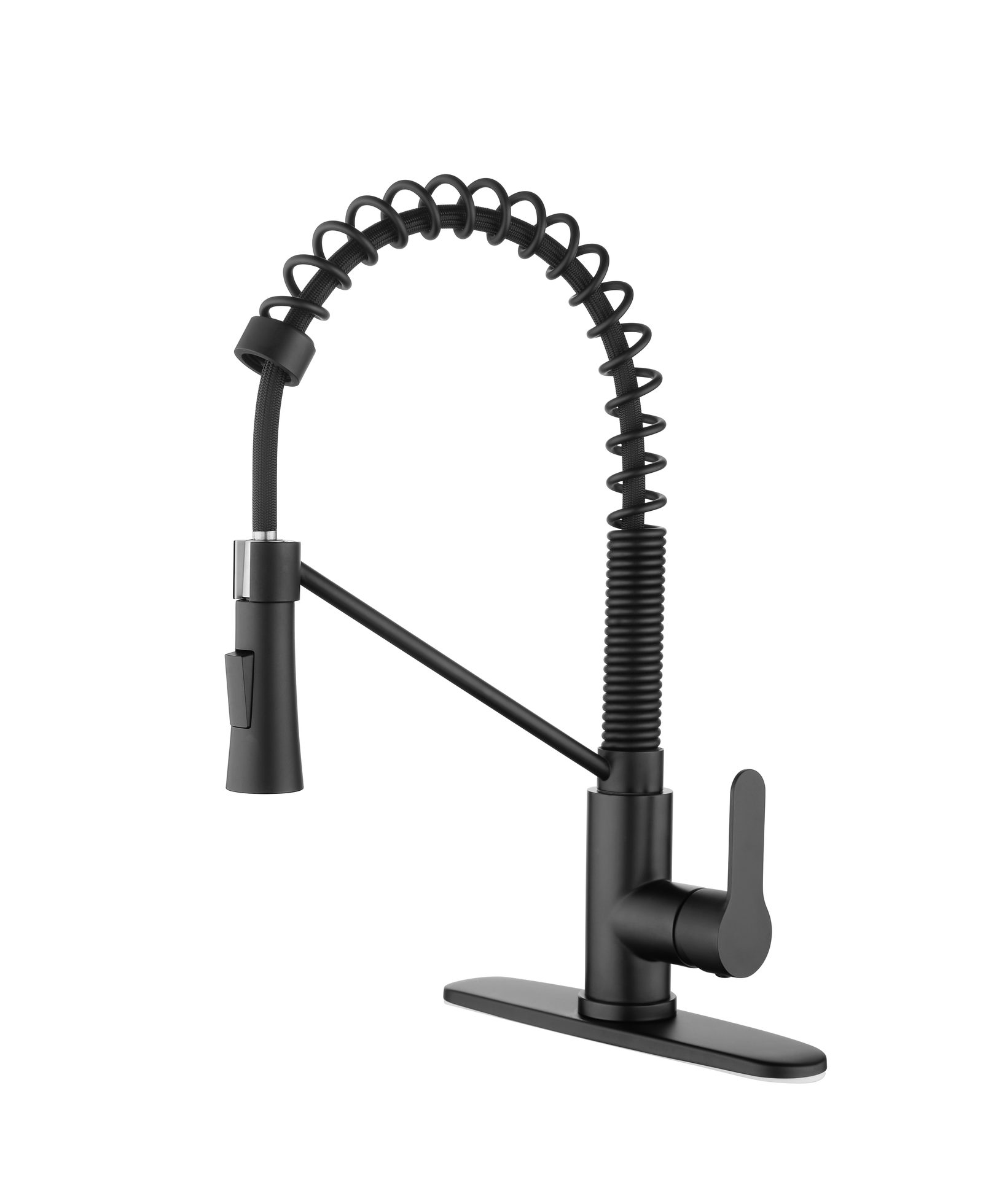 Matte Black Kitchen Faucet with Single Handle Kitchen Sink Faucet with Pull Down Sprayer Utility Sink Faucet Single Hole for Laundry Sink Stainless Steel 1.8 GPM