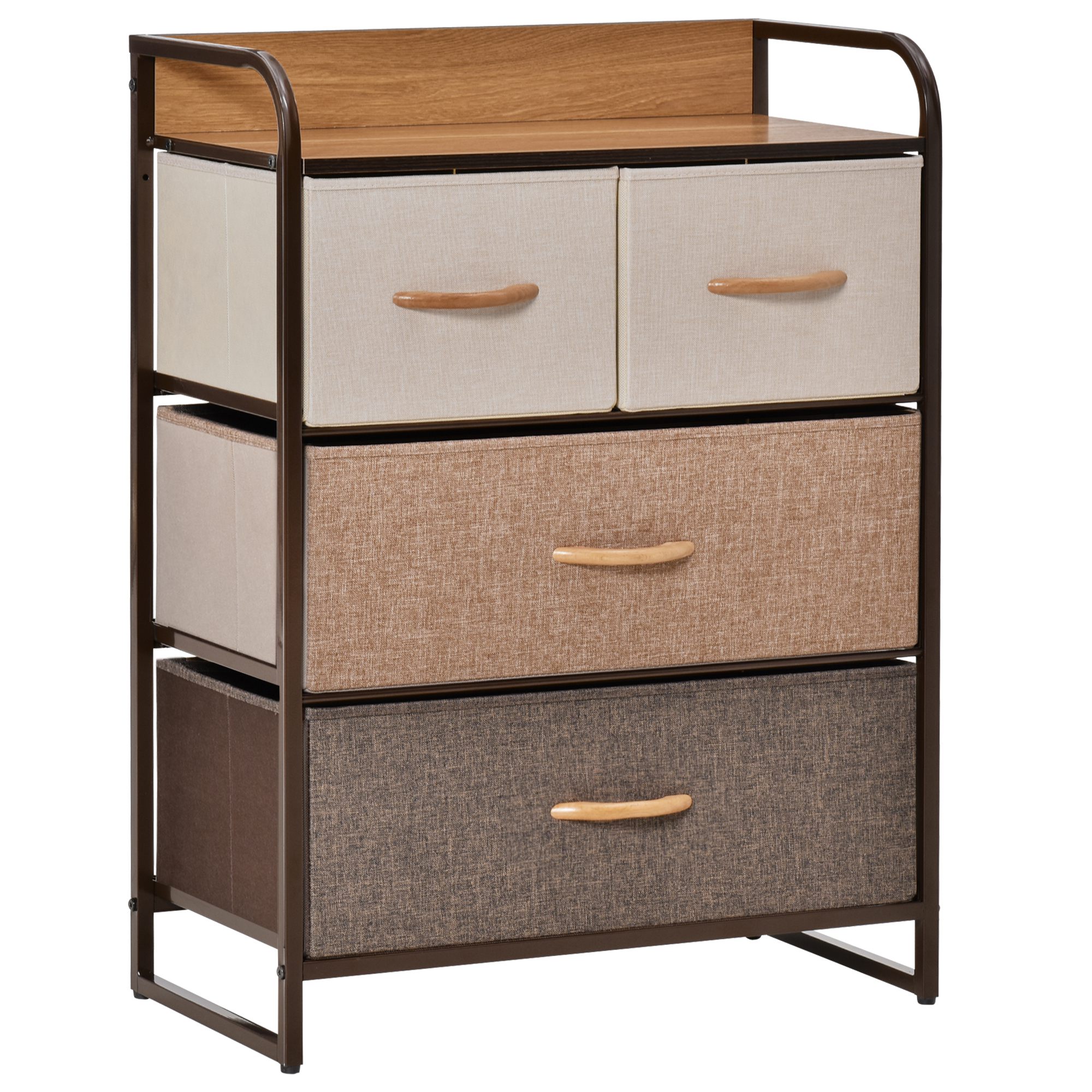 4-Drawer Dresser, 3-Tier Storage Tower with Steel Frame for Bedroom, Nursery Room, Multicolored (Drop Shipping Only, Not for Amazon)