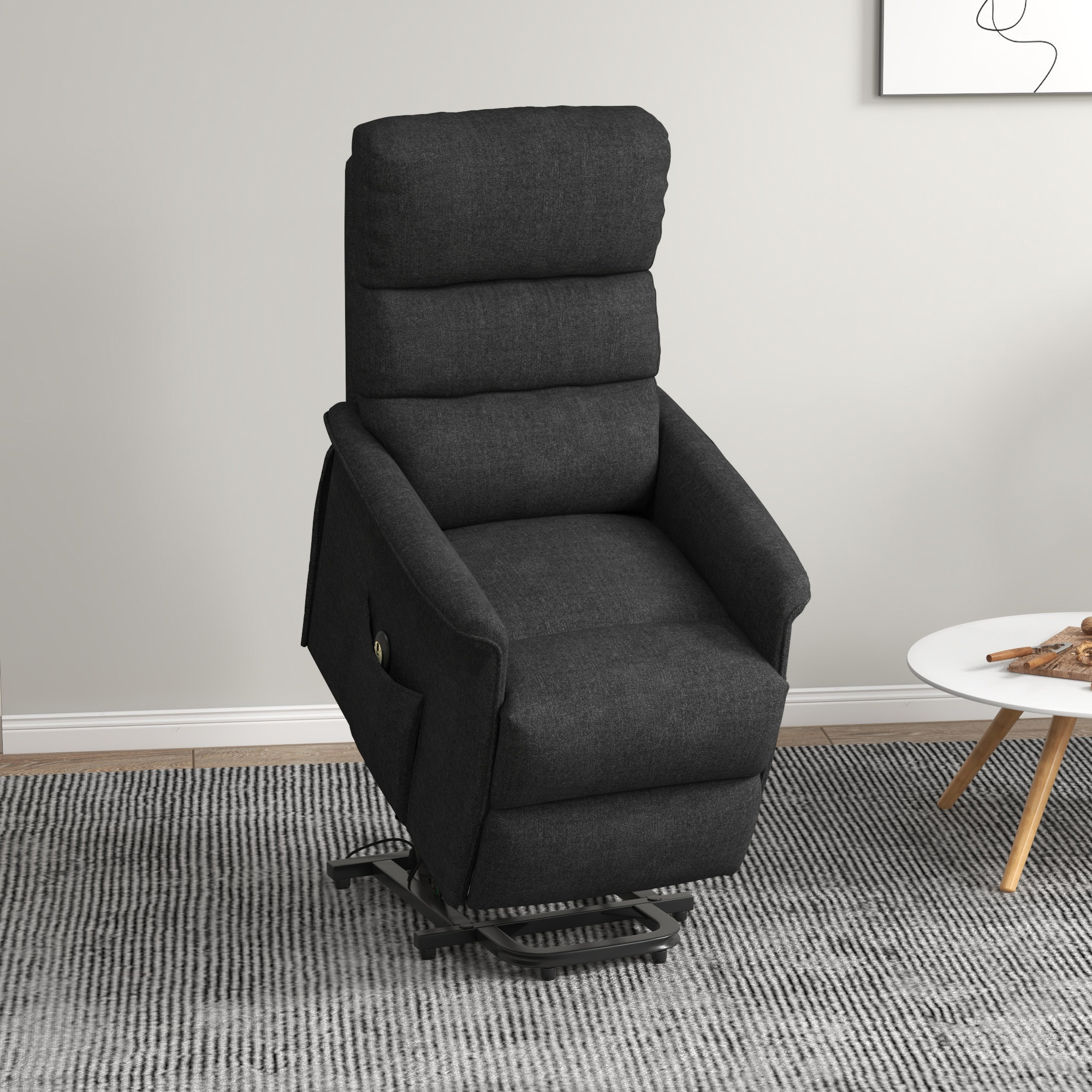 Power Lift Chair for Seniors, Electric Lift Recliner Chair with Remote Control, Side Pockets for Living Room, Black (Drop Shipping Only, Not for Amazon)