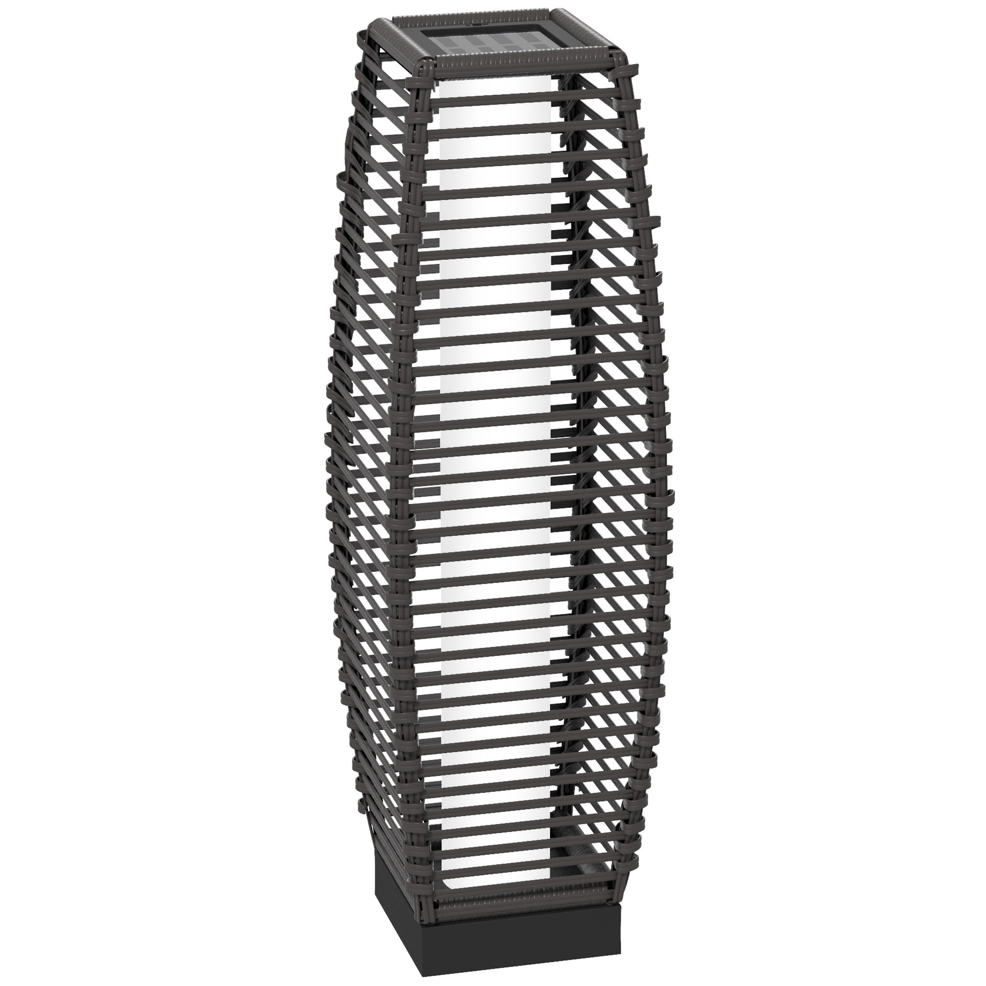 Solar Floor Lamp, Outdoor Rattan Garden Lantern Pathway Light & Decorative Driveway Lighting with Auto LED Lights, Gray (Drop Shipping Only, Not for Amazon)
