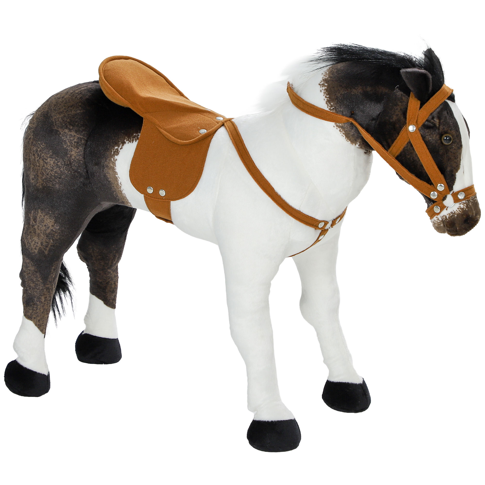 Ride on Horse for Toddlers 3-8 Years Old, Stuffed Animal Horse Toy with Neighing Sound, Brown (Drop Shipping Only, Not for Amazon)