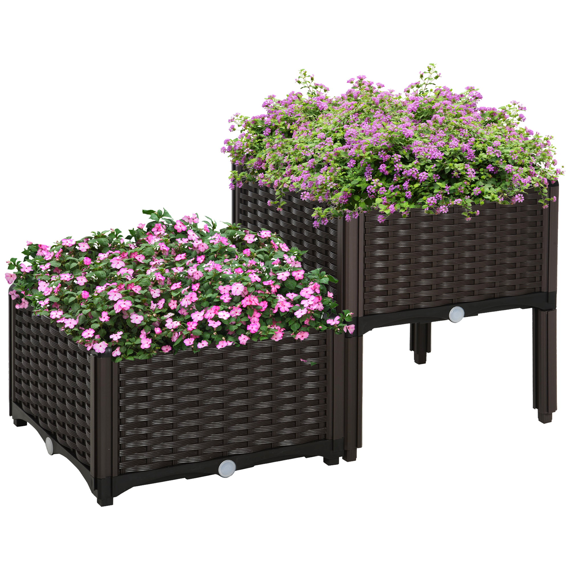 2-Piece Raised Garden Bed with Legs, Self-Watering Planter Box Raised Bed to Grow Flowers, Herbs & Vegetables, Brown (Drop Shipping Only, Not for Amazon)