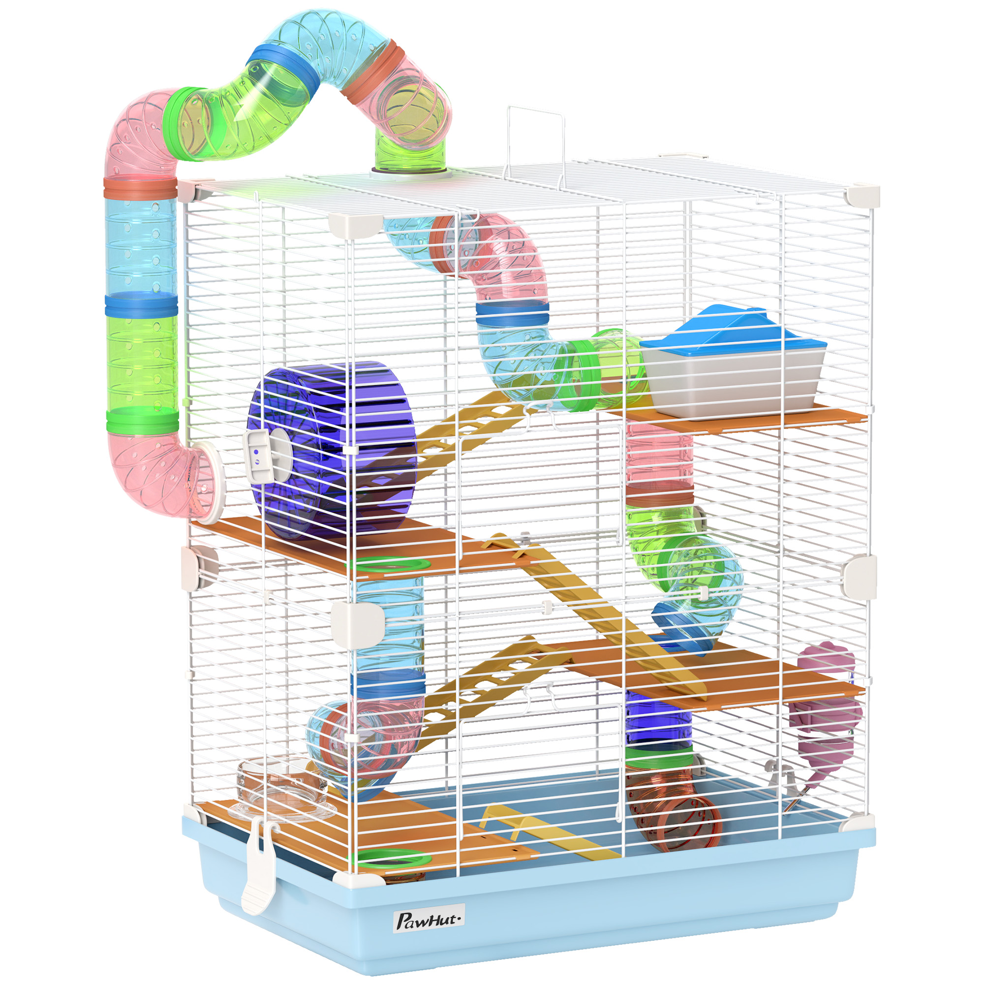 5 Tier Hamster Cage Carrier Habitat w/ Exercise Wheels, Tunnel, Light Blue (Drop Shipping Only, Not for Amazon)