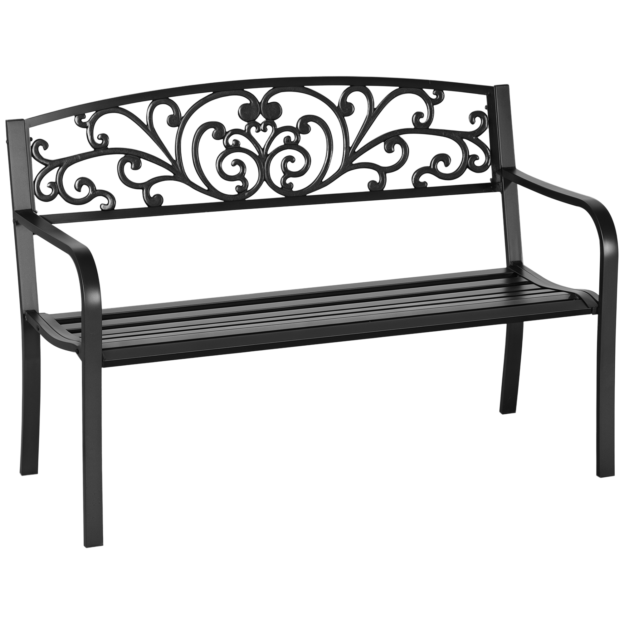 2-Seater Garden Bench, Steel-Black (Drop Shipping Only, Not for Amazon)