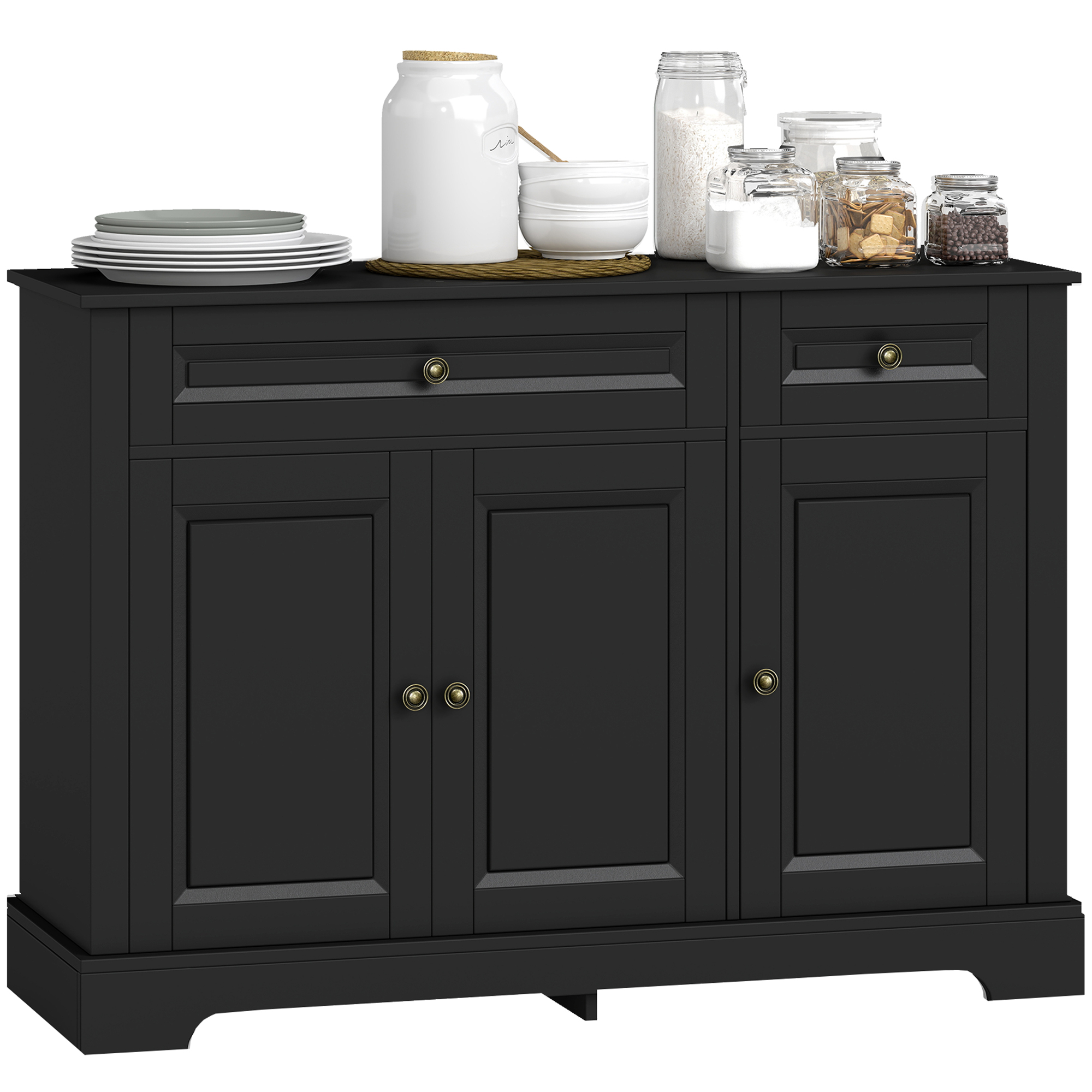 Sideboard Buffet Cabinet, Modern Accent Cabinet with 2 Drawers and Adjustable Shelves, Entryway Cabinet, Black (Drop Shipping Only, Not for Amazon)