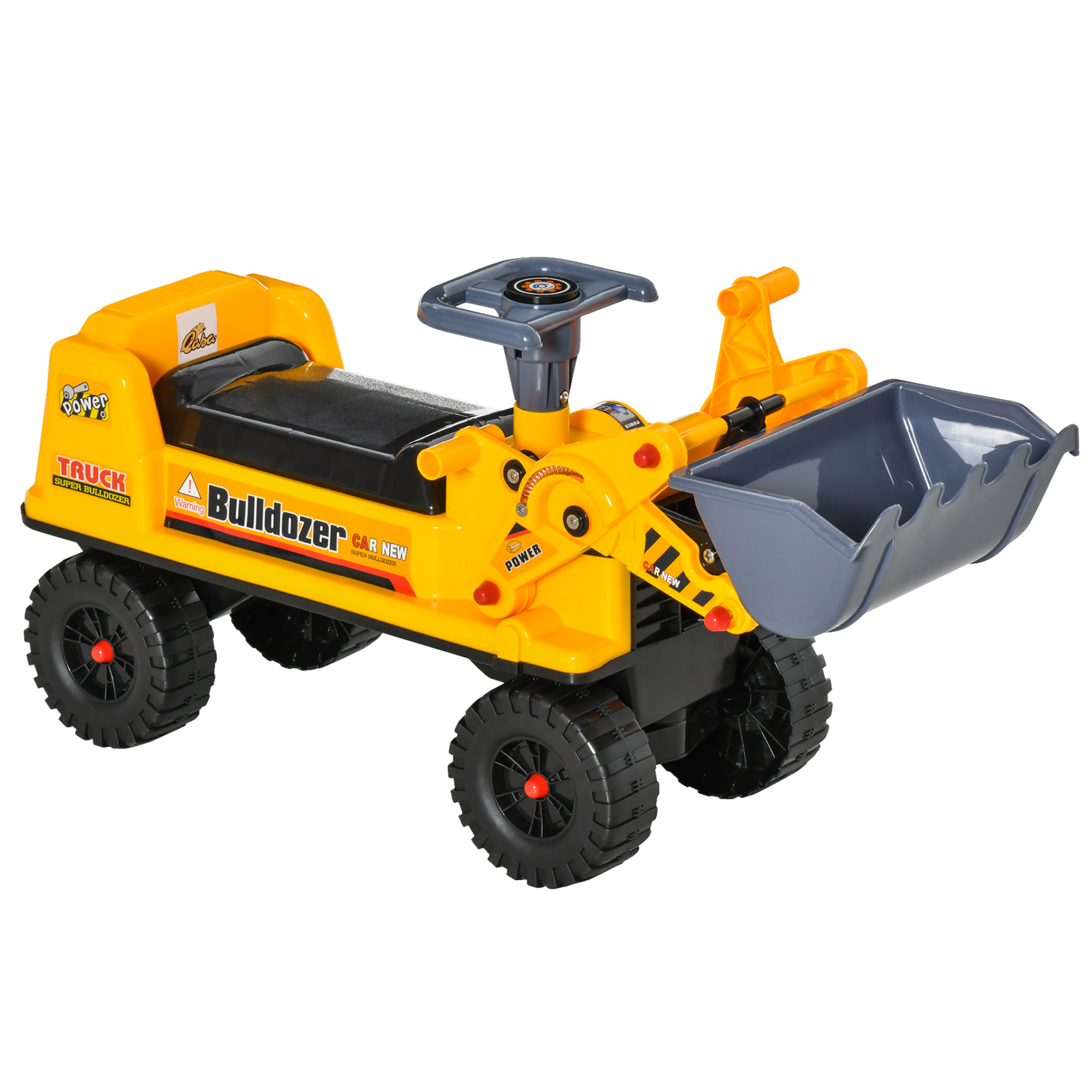 Kids Bulldozer Ride-On Toy for Toddler with Tough Wheels, Outdoor Construction Toy with Controllable Digging Bucket, Yellow (Drop Shipping Only, Not for Amazon)