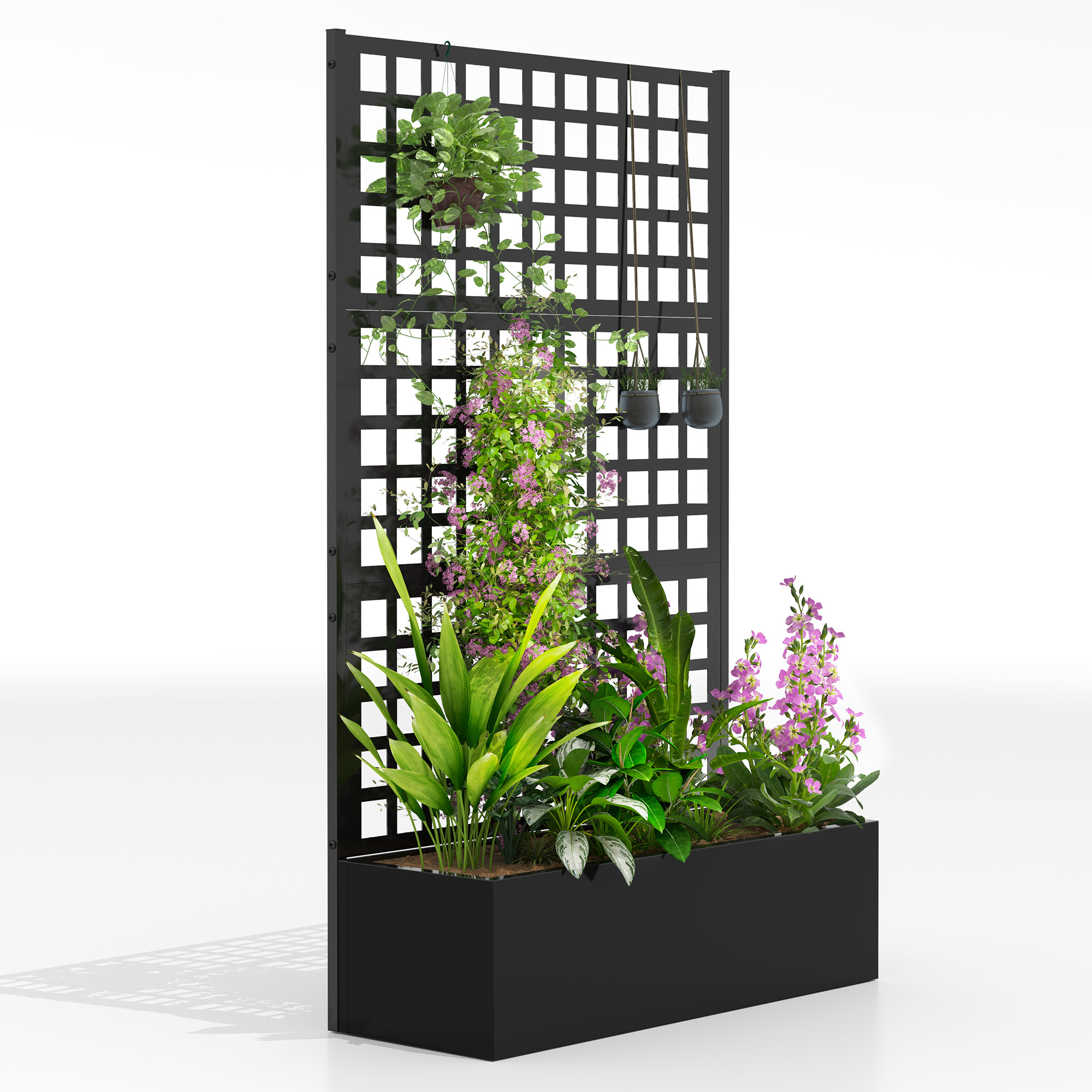 Galvanized Raised Garden Bed Planter Box with Trellis for Climbing Plants, Vegetable, Vines, 43