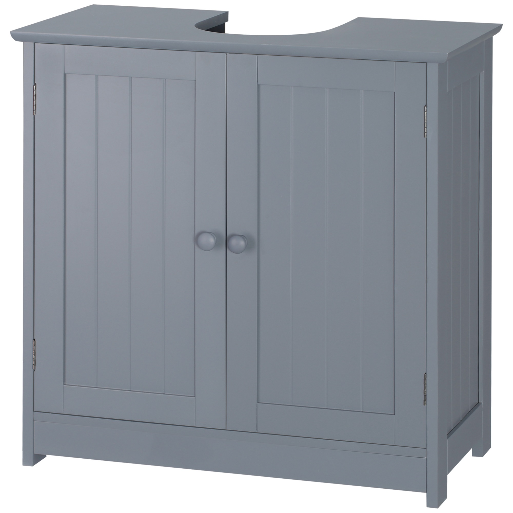 Under Sink Bathroom Cabinet, Pedestal Sink Storage Cabinet with 2 Doors, Shelf and U-Shape, Gray (Drop Shipping Only, Not for Amazon)