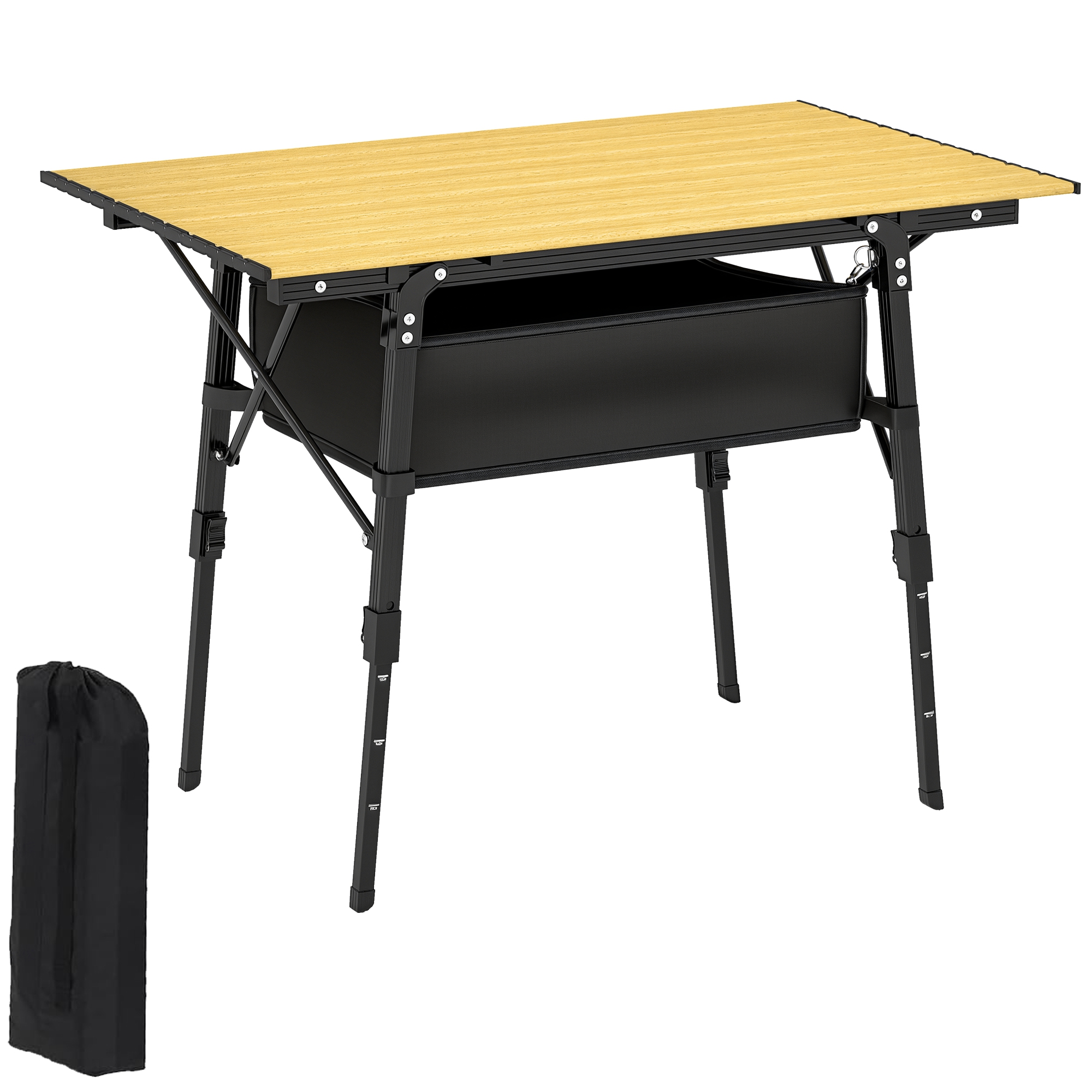 3ft Aluminum Small Folding Table, Portable Camping Table with Storage Bag, Carry Bag for Outdoor Picnic BBQ, Brown (Drop Shipping Only, Not for Amazon)