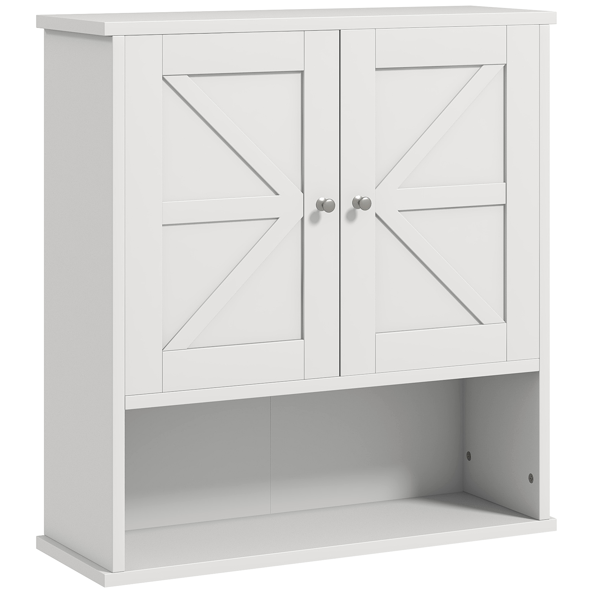 Farmhouse Bathroom Medicine Cabinet, Wall Cabinet with Barn Doors and Adjustable Shelf for Laundry Room, Gray (Drop Shipping Only, Not for Amazon)