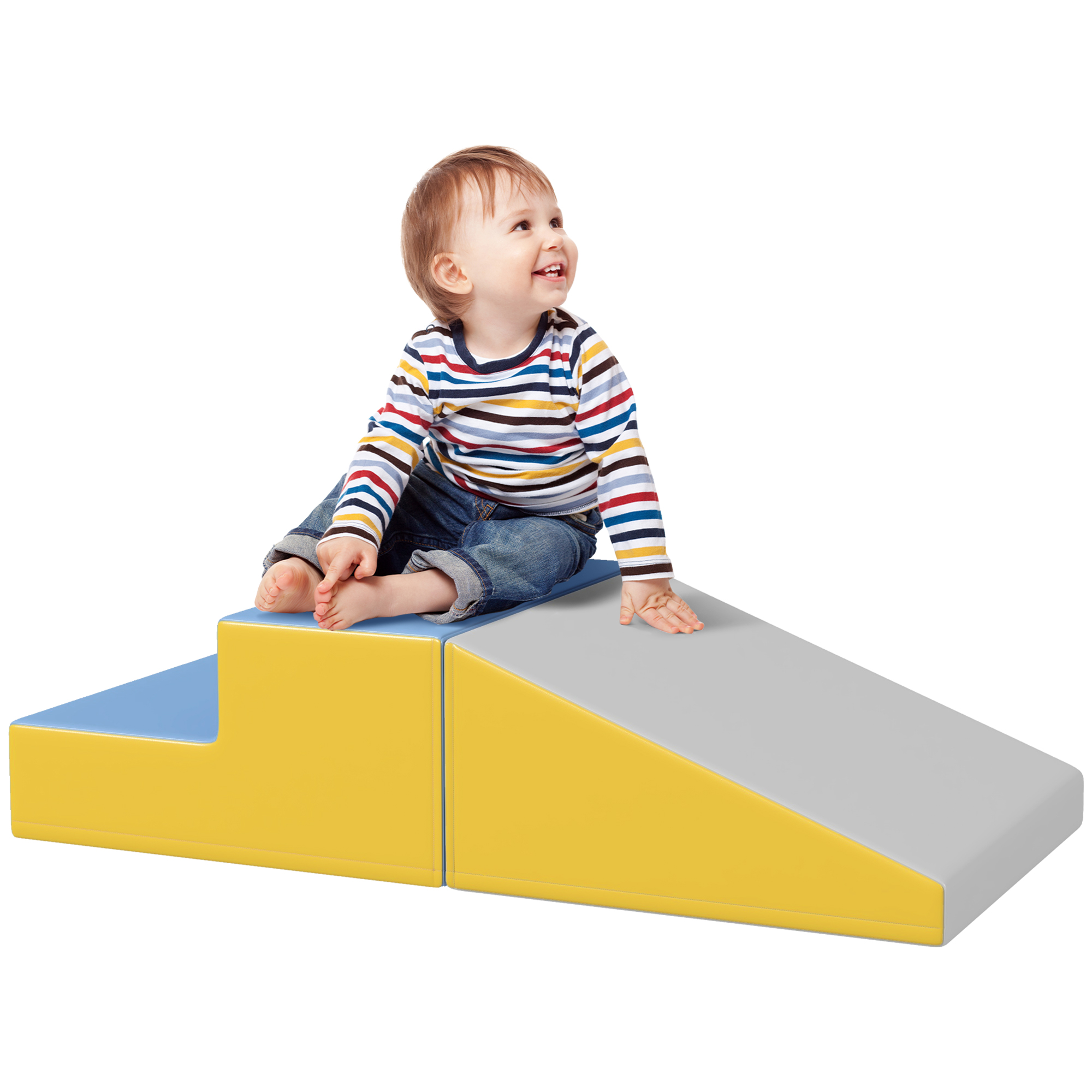2 Piece Soft Play Set for Toddler Climb and Crawl, for 12-36 Months, Grey (Drop Shipping Only, Not for Amazon)