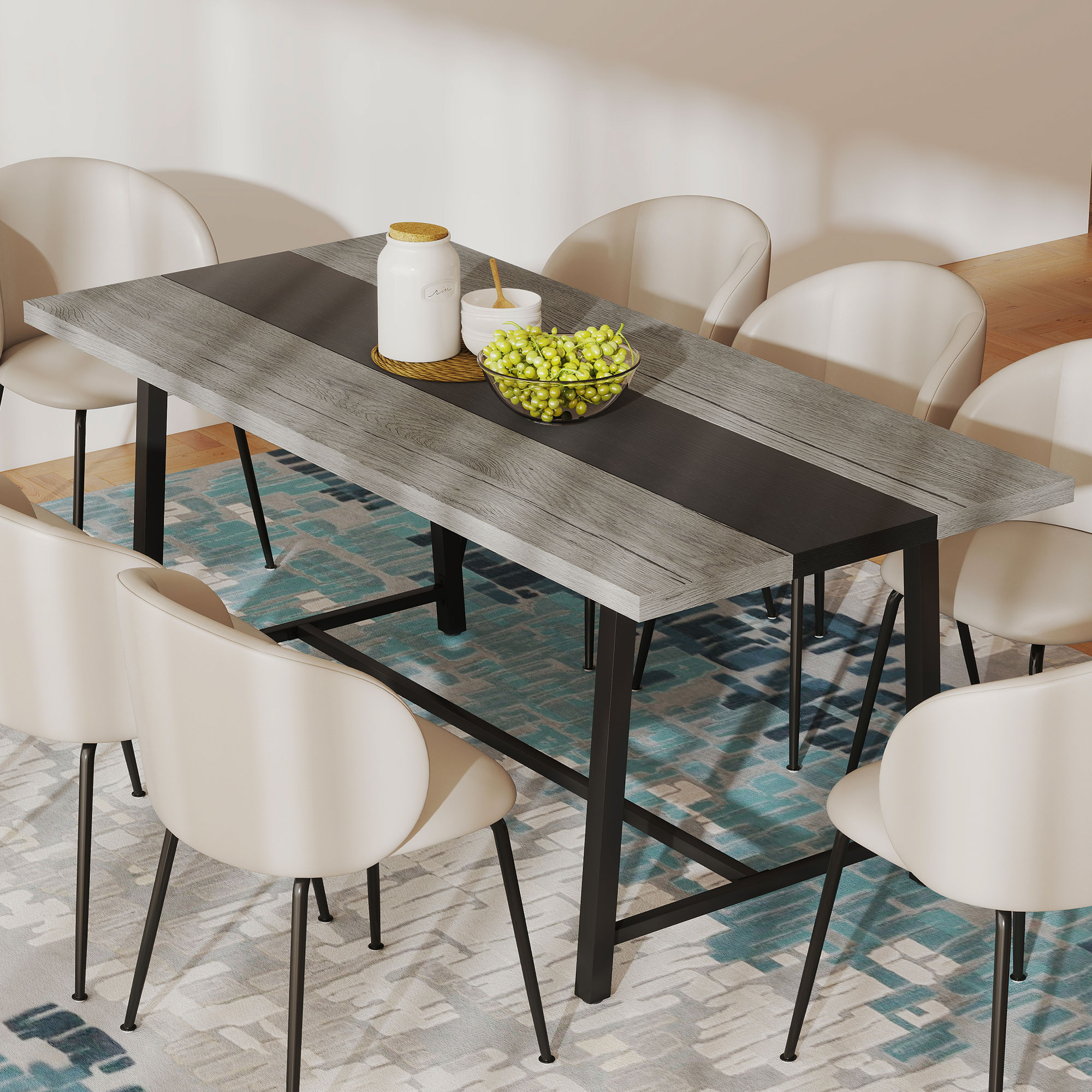 Industrial Kitchen Table for 8 People, 70.9