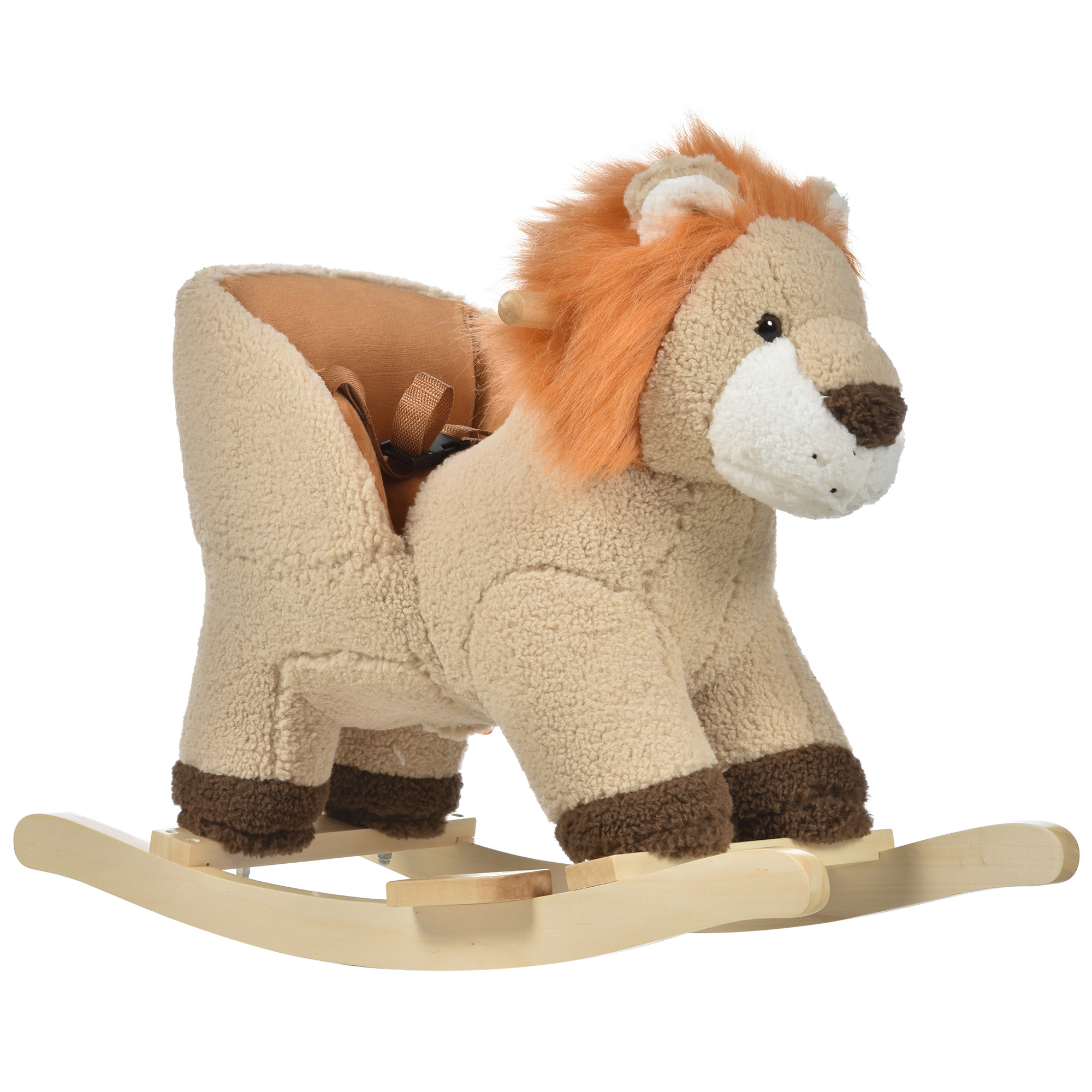 Kids Lion-themed Rocking Horse, with Roaring Sound Button, Seatbelt, Brown (Drop Shipping Only, Not for Amazon)
