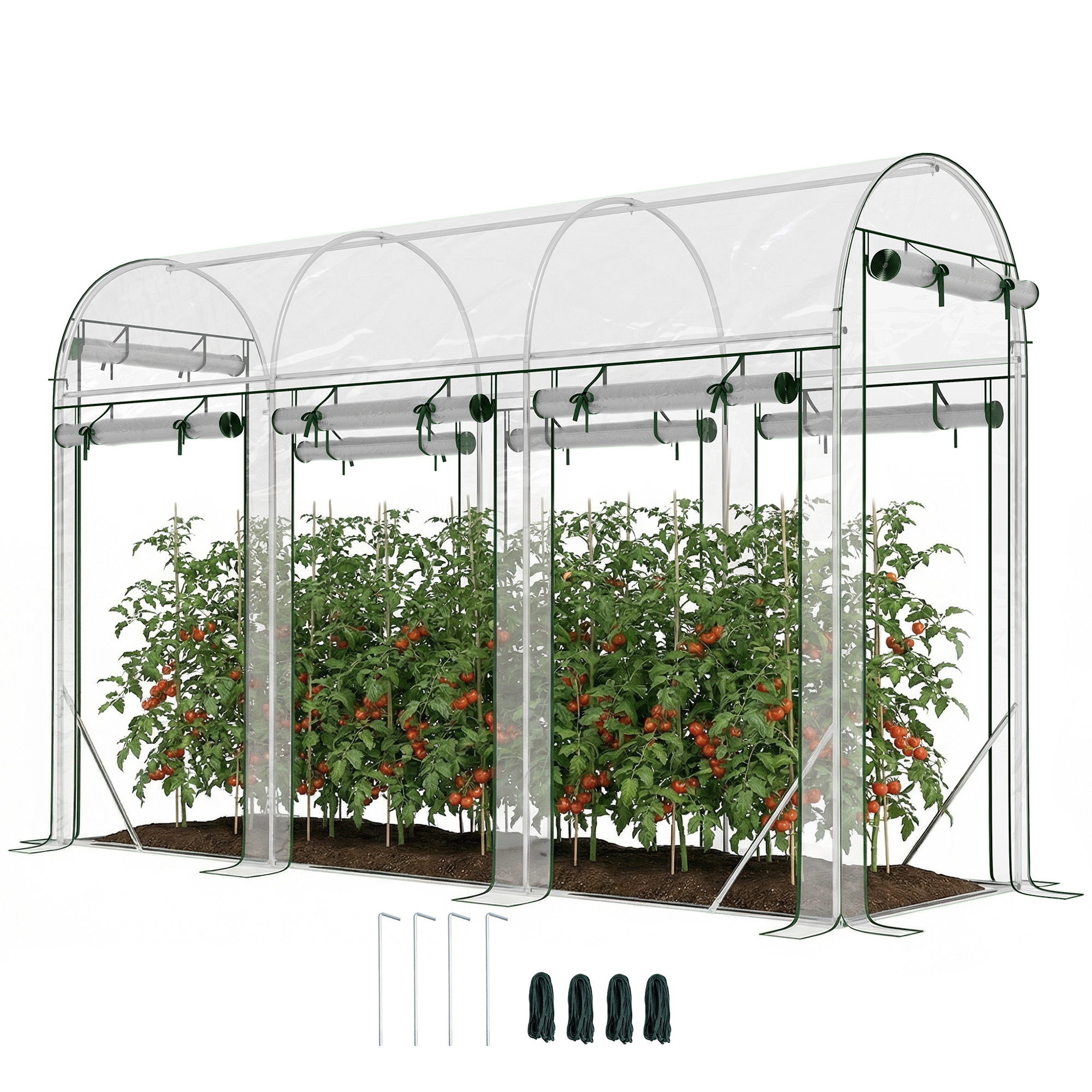Walk-in Tunnel Greenhouse, Hoop House Greenhouse with 8 Roll-Up Doors, 10' x 3' x 6.5', Clear (Drop Shipping Only, Not for Amazon)