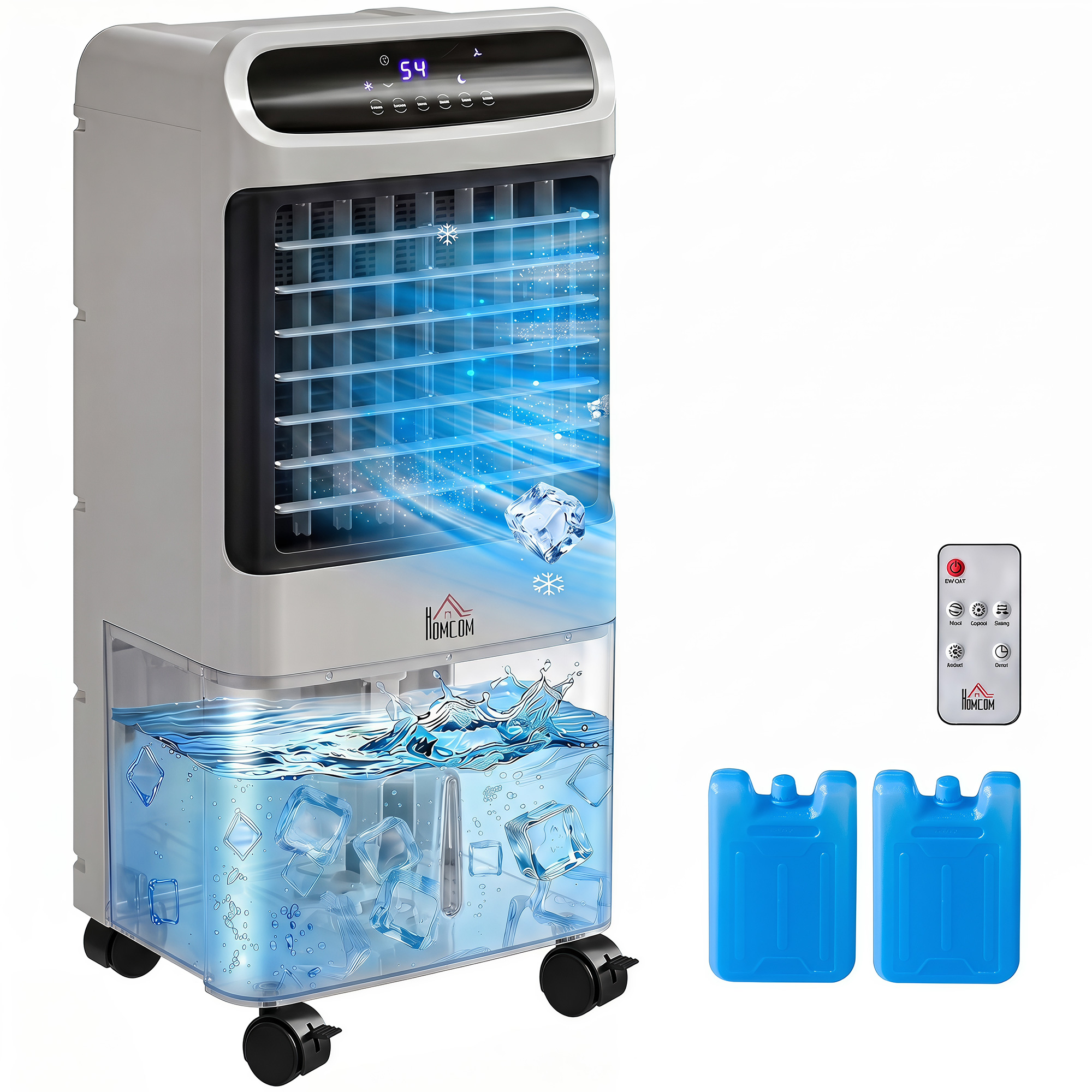 3-In-1 Ice Cooling Fan, Mobile Evaporative Air Cooler with Remote, Timer, Oscillating for Home Office, Bedroom, White (Drop Shipping Only, Not for Amazon)