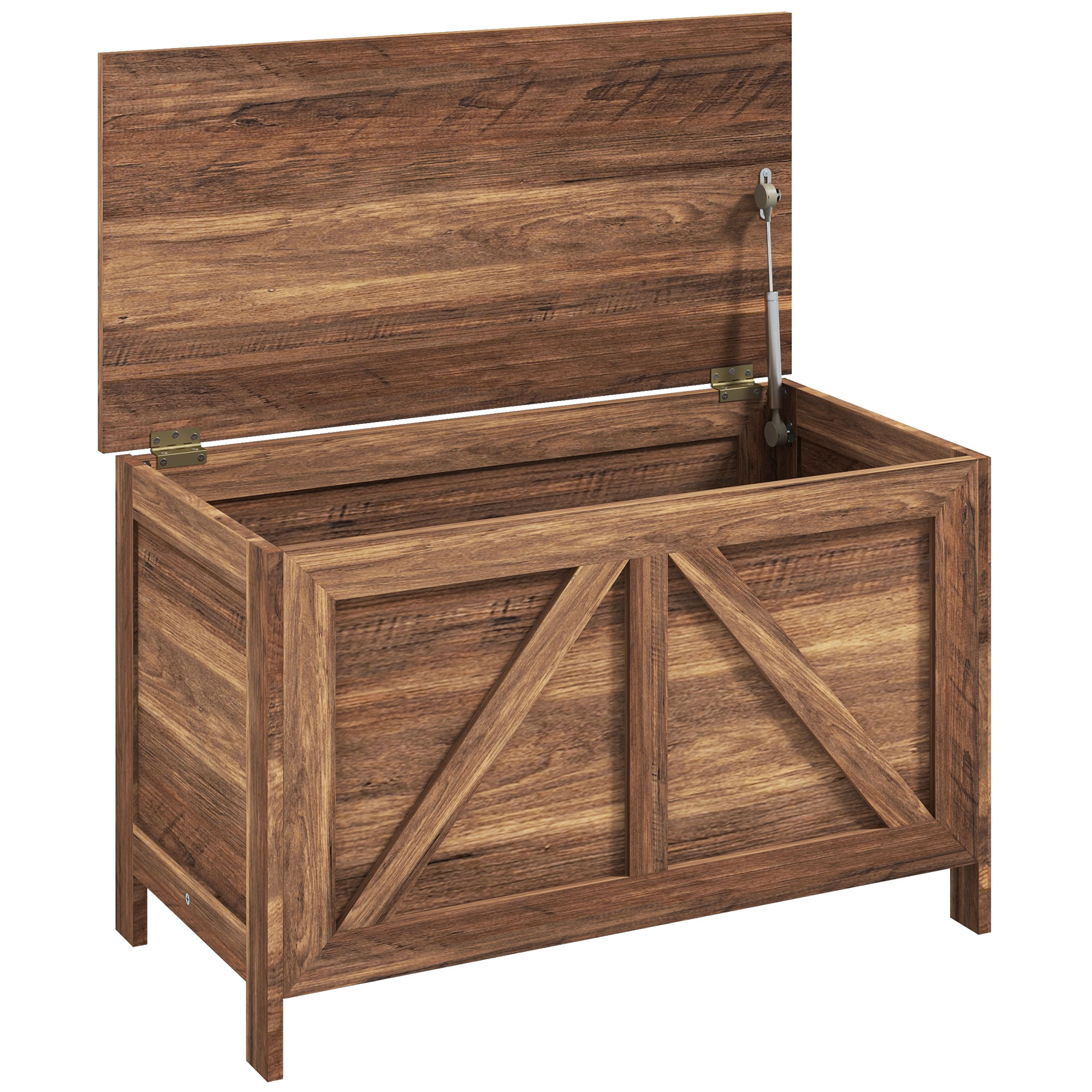 Storage Chest, Farmhouse Lift Top Box Organizer with Safety Hinge, for Bedroom, Entryway, Living Room, Brown Oak (Drop Shipping Only, Not for Amazon)