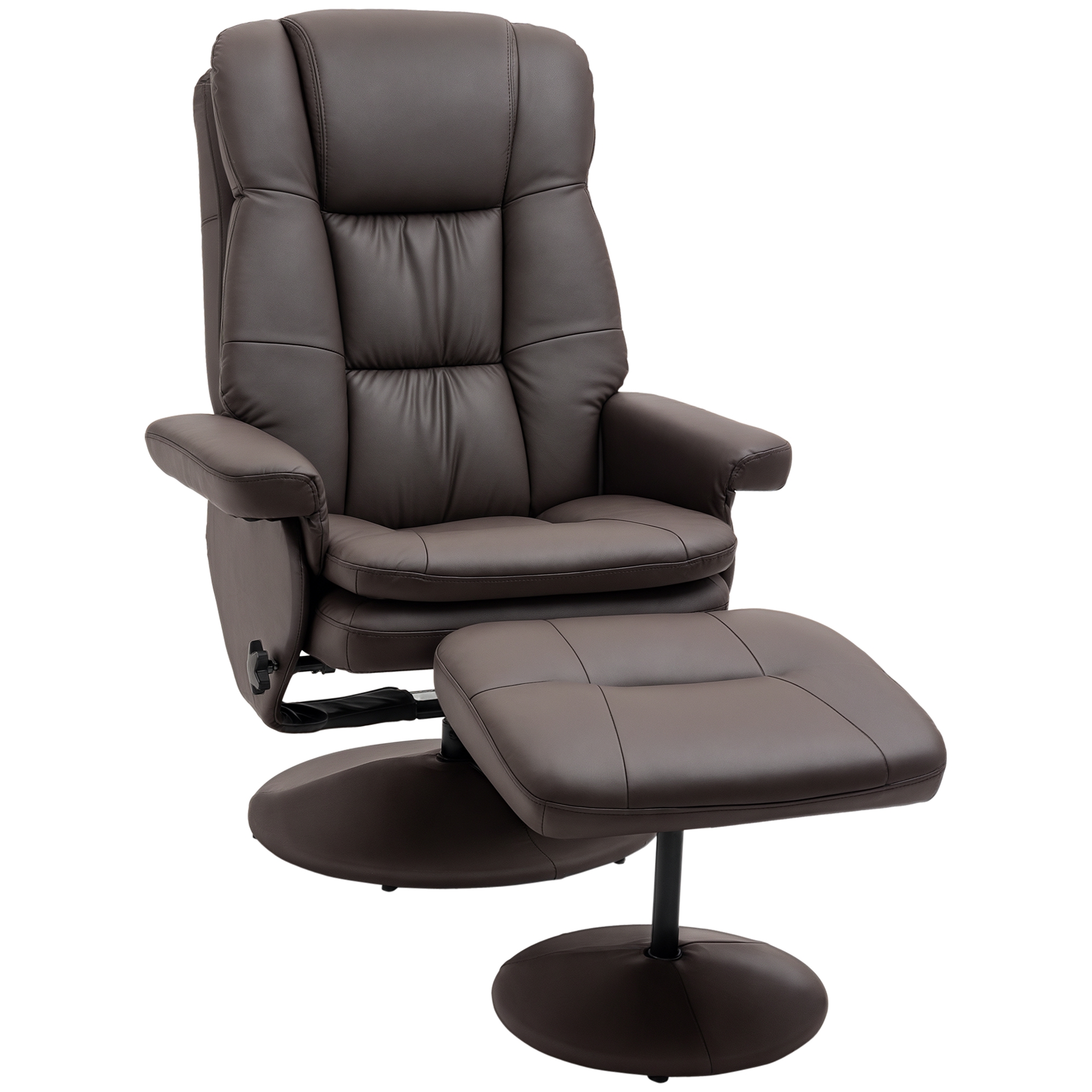 PU Leather Recliner Chair with Ottoman, Swivel Recliner and Ottoman with Round Wrapped Base for Living Room, Cream White (Drop Shipping Only, Not for Amazon)