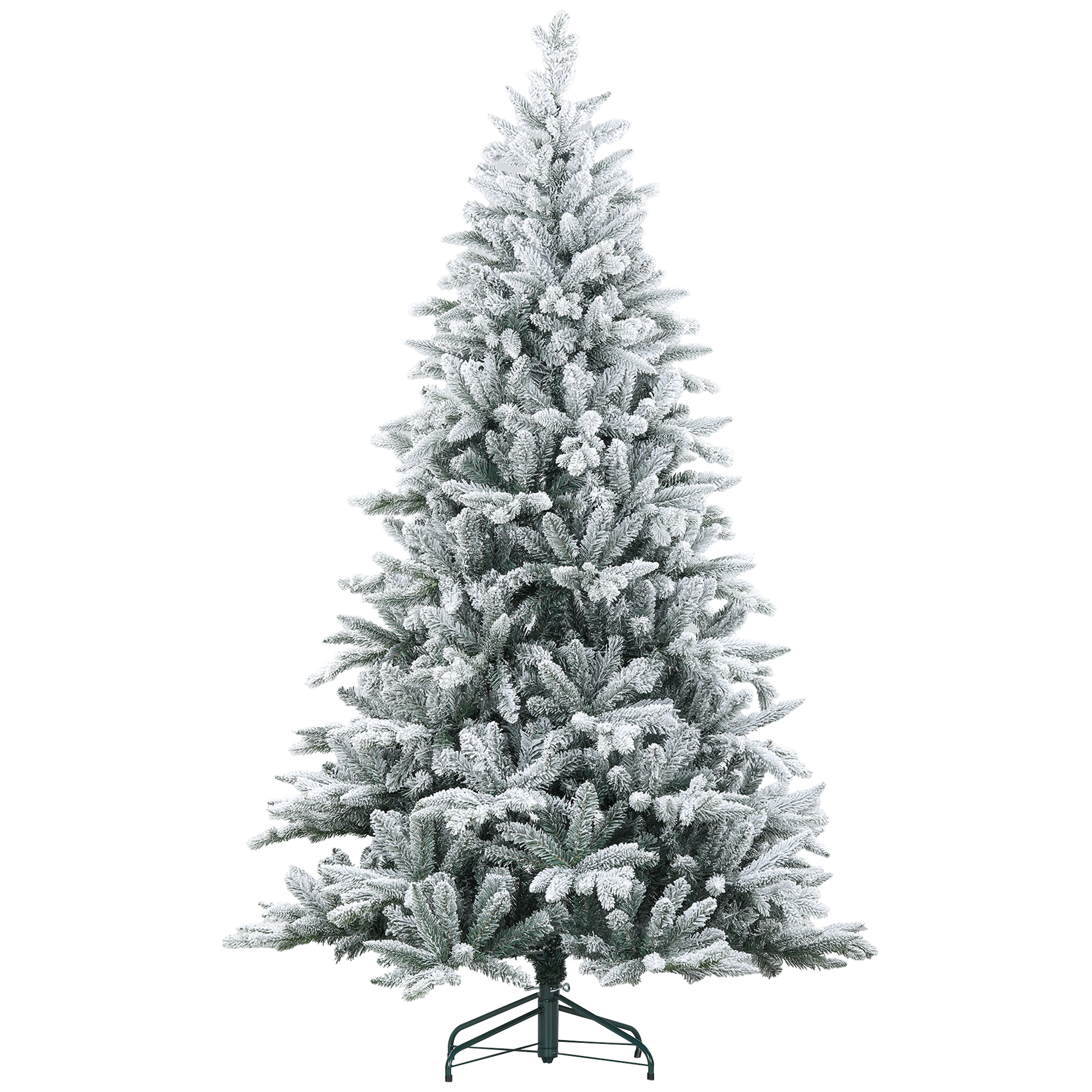 7ft Artificial Flocked Christmas Tree with Snow Tips, Easy Assembly, Hinged Xmas Tree for Home Office Holiday (Drop Shipping Only, Not for Amazon)