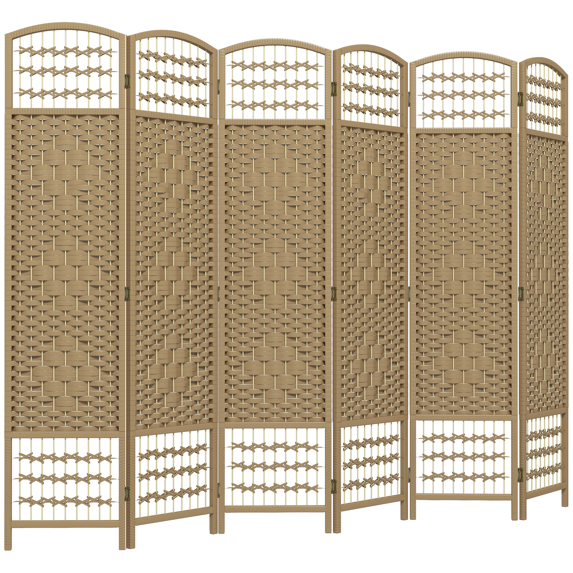 6 Panel Folding Room Divider Portable Privacy Screen Wave Fiber Room Partition for Home Office Natural (Drop Shipping Only, Not for Amazon)