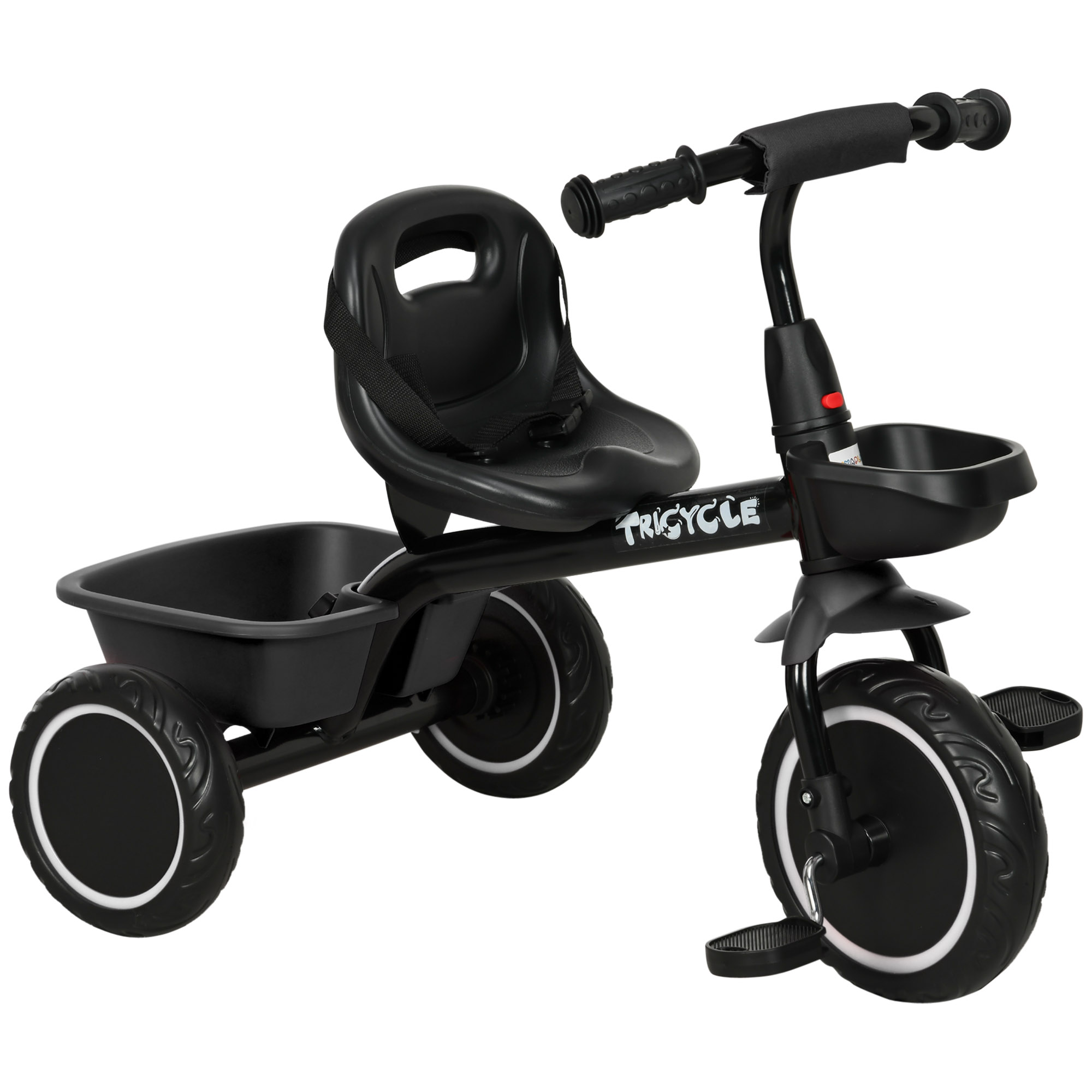 Kids Trike for 2-5 Years with Adjustable Seat, Pedal, Baskets, Black (Drop Shipping Only, Not for Amazon)