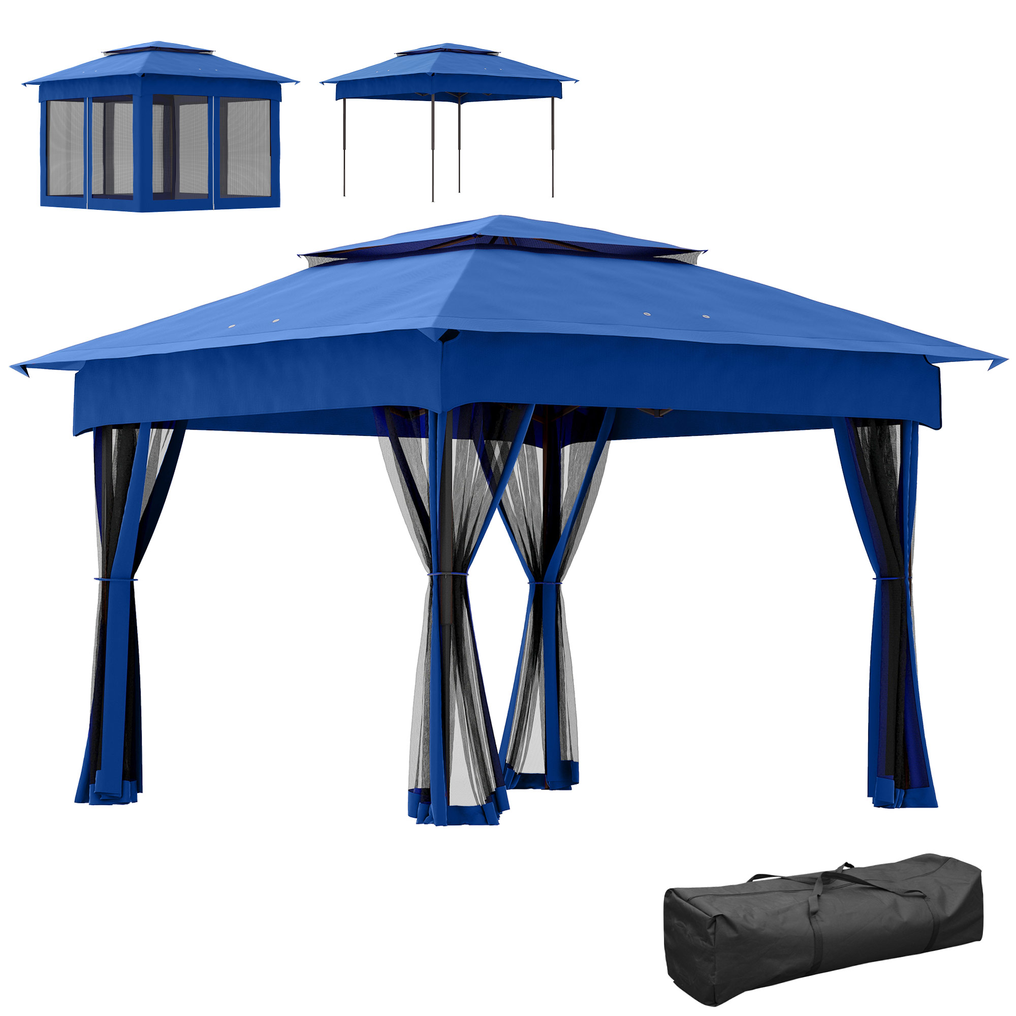 Outdoor Patio Pop Up Canopy Gazebo Shelter with Zipper Netting, Carry Bag, 11' x 11', Light Gray (Drop Shipping Only, Not for Amazon)