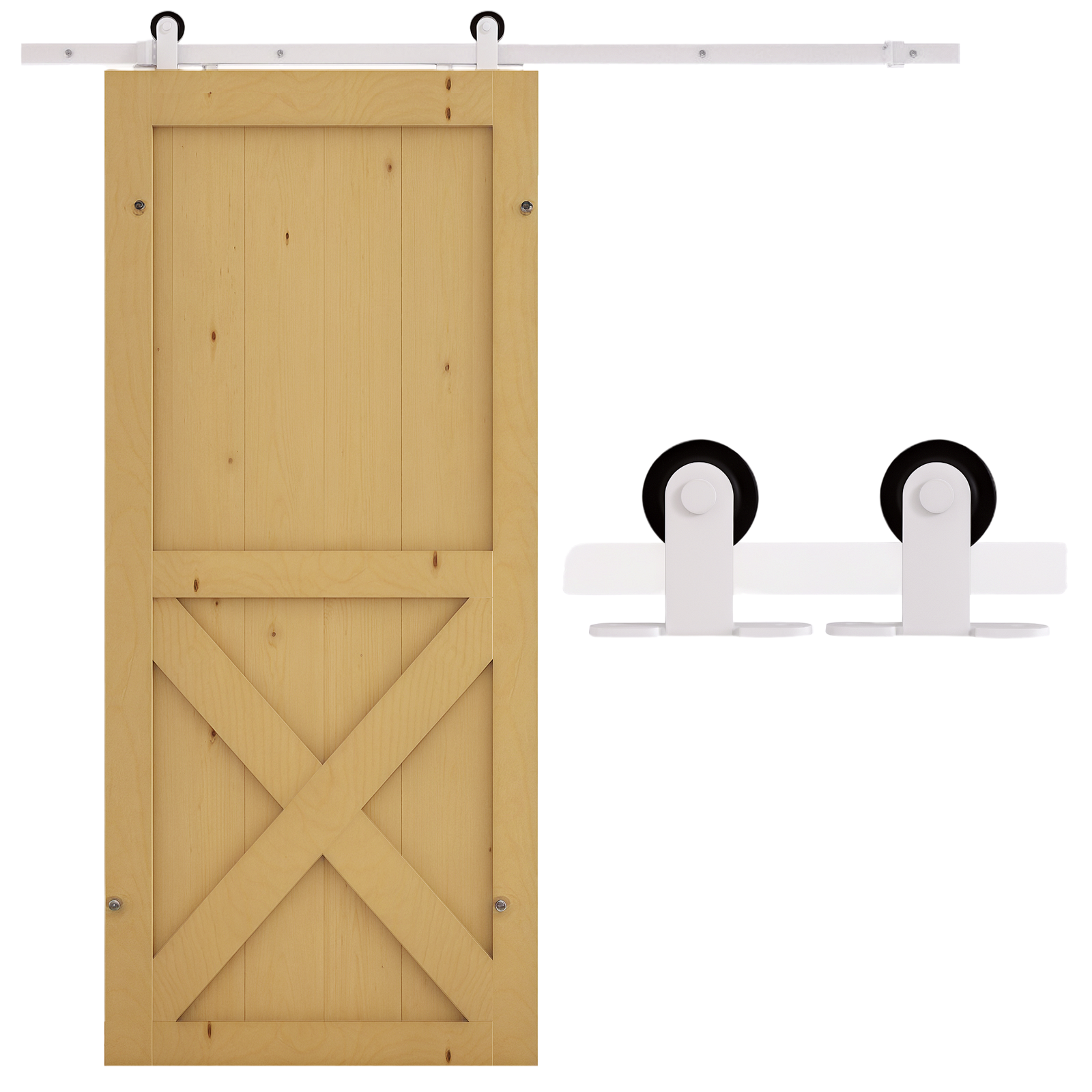 6FT Rustic Interior Sliding Barn Door Mounting Hardware Kit - White (Drop Shipping Only, Not for Amazon)