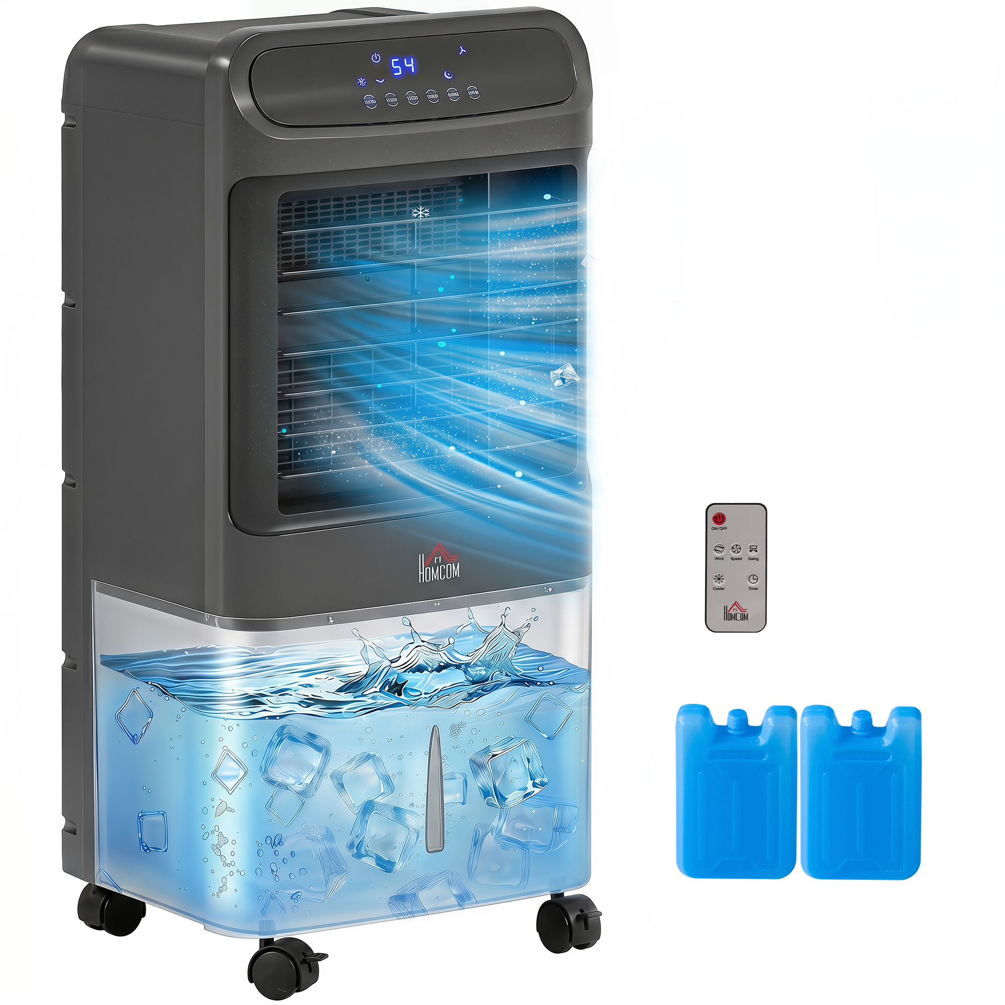 3-In-1 Ice Cooling Fan, Mobile Evaporative Air Cooler with Remote, Timer, Oscillating for Home Office, Bedroom, White (Drop Shipping Only, Not for Amazon)