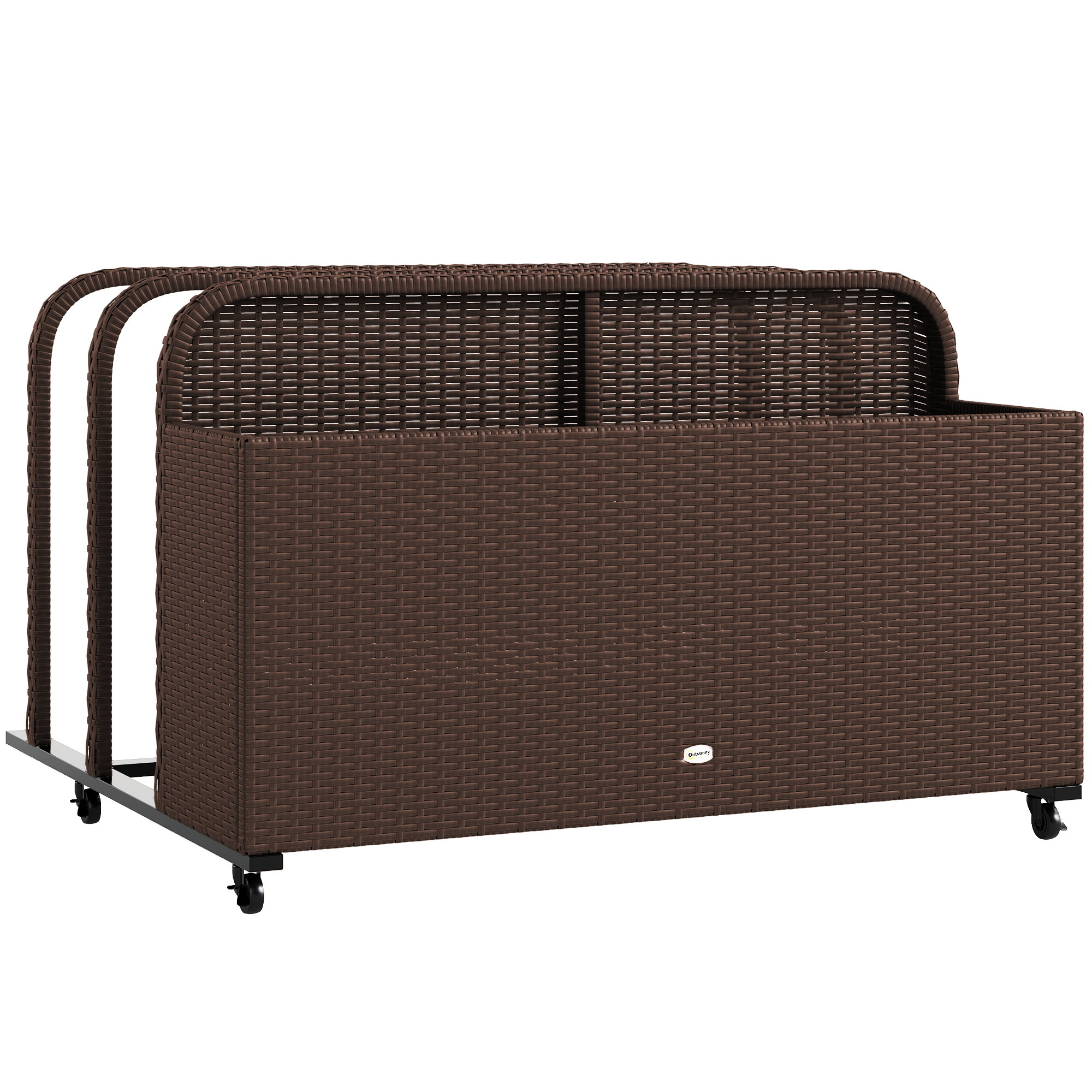 PE Rattan Pool Float Storage Organizer with Wheels, Brown (Drop Shipping Only, Not for Amazon)