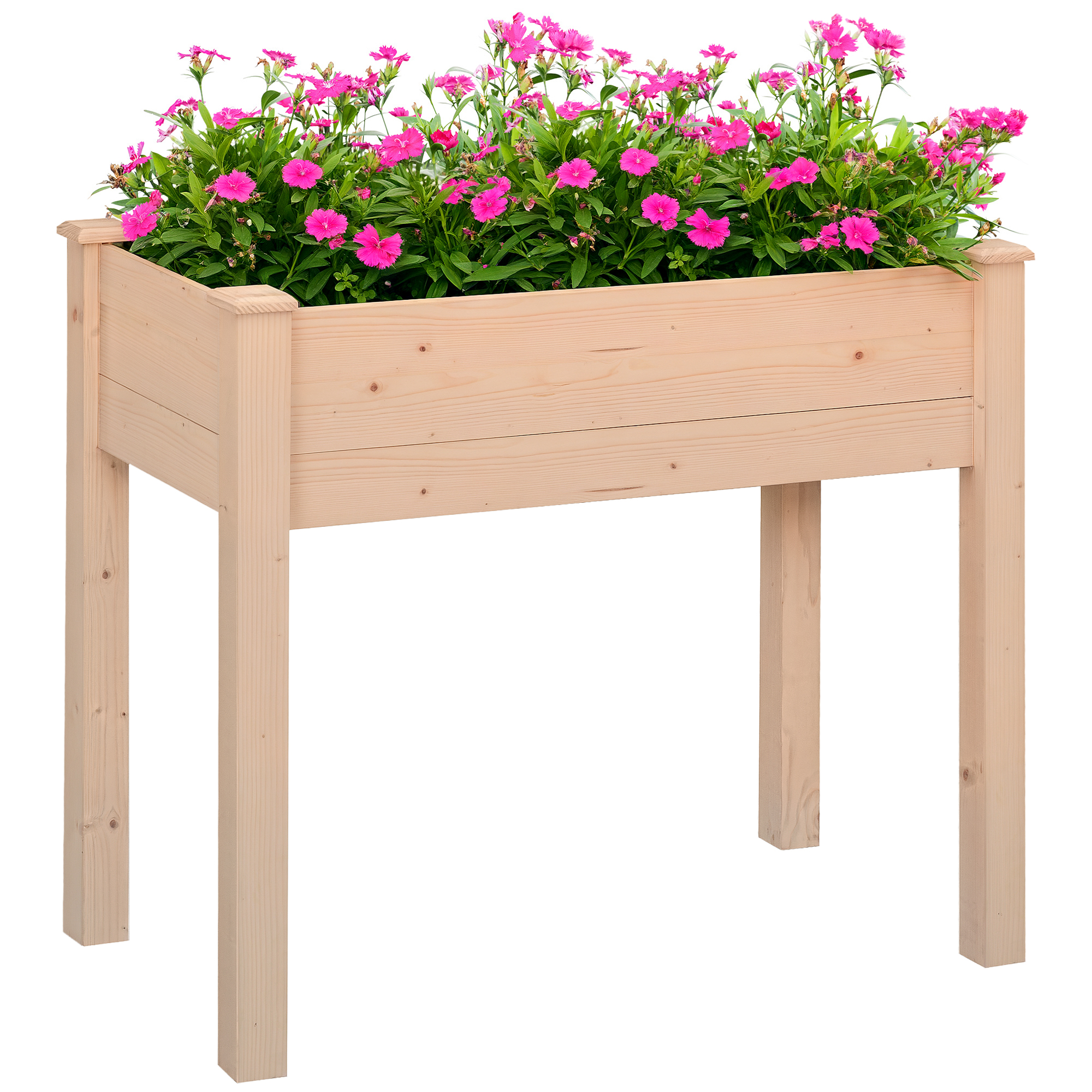 Fir Wood Raised Rectangular Plant Stand Oak Tone (Drop Shipping Only, Not for Amazon)