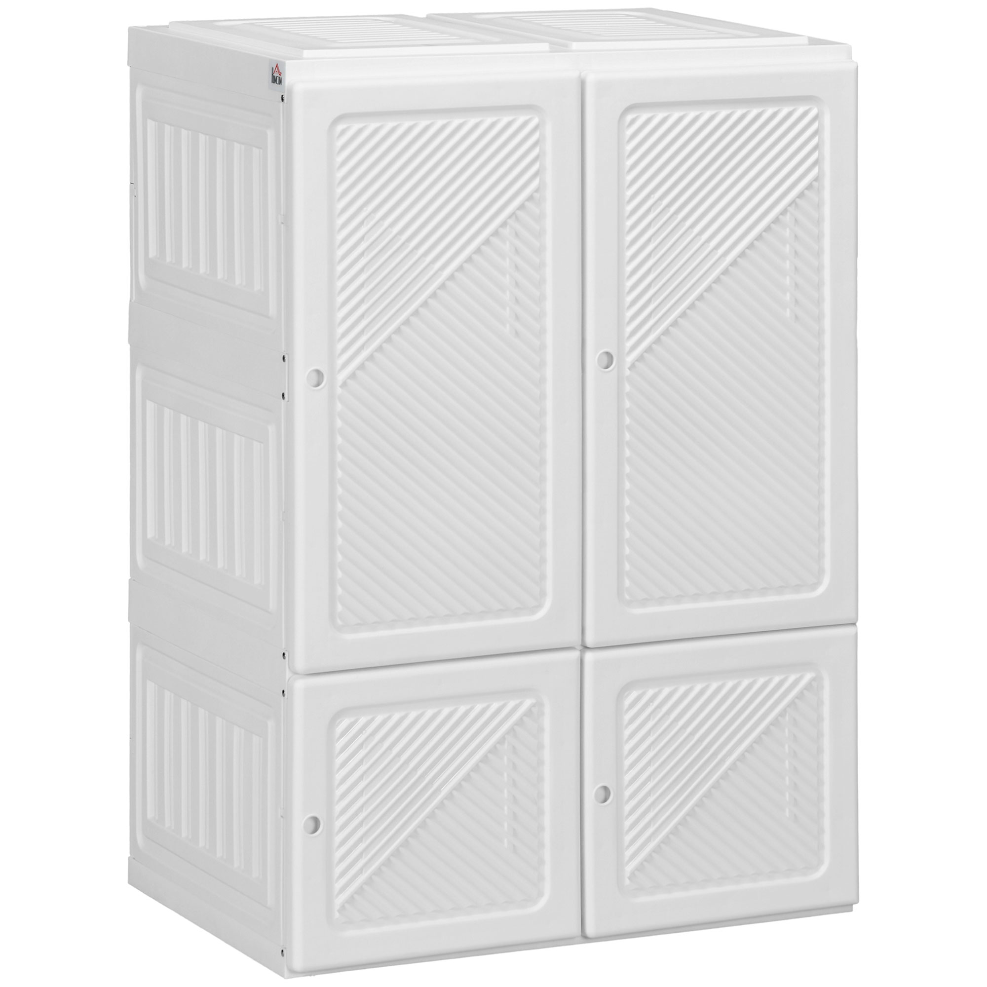 Portable Wardrobe, Foldable Clothes Storage Organizer with 3 Compartments, Hanging Rod, Magnet Doors, White (Drop Shipping Only, Not for Amazon)