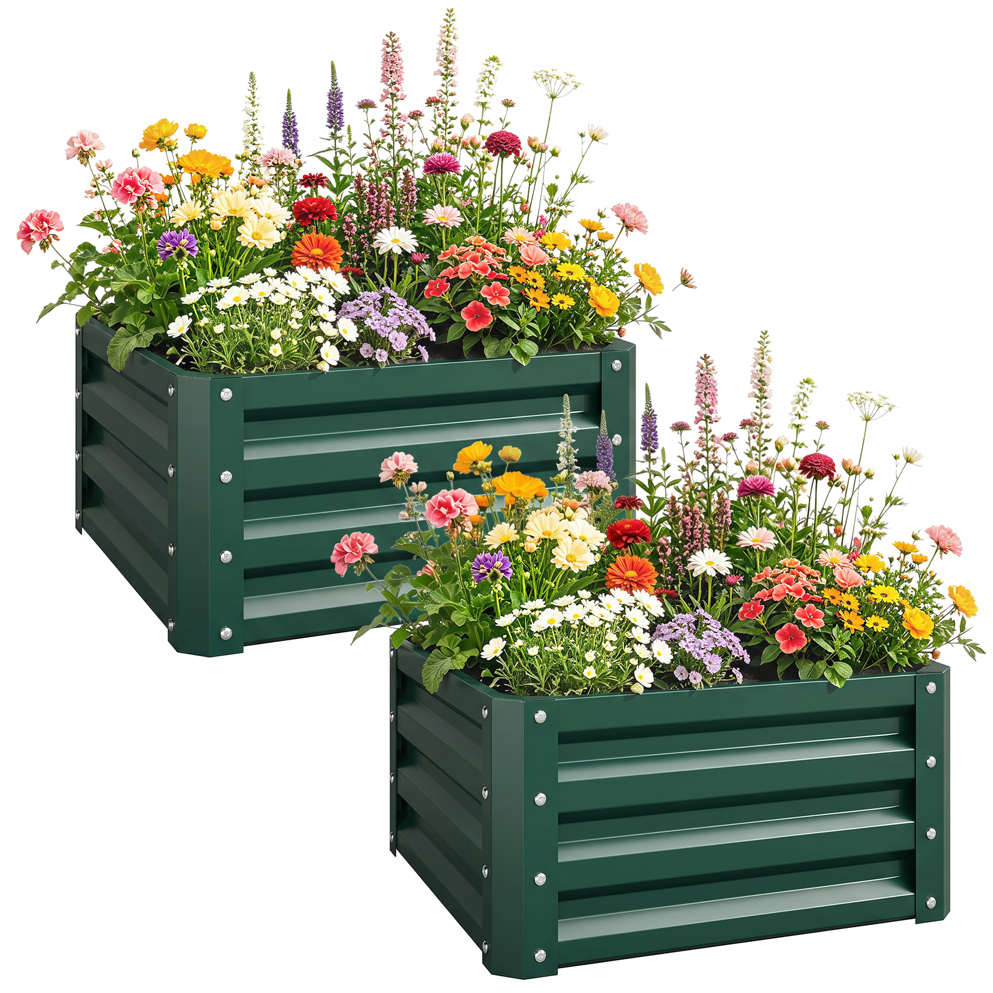 Set of Two 60 x 60cm Steel Planter Boxes - Green (Drop Shipping Only, Not for Amazon)