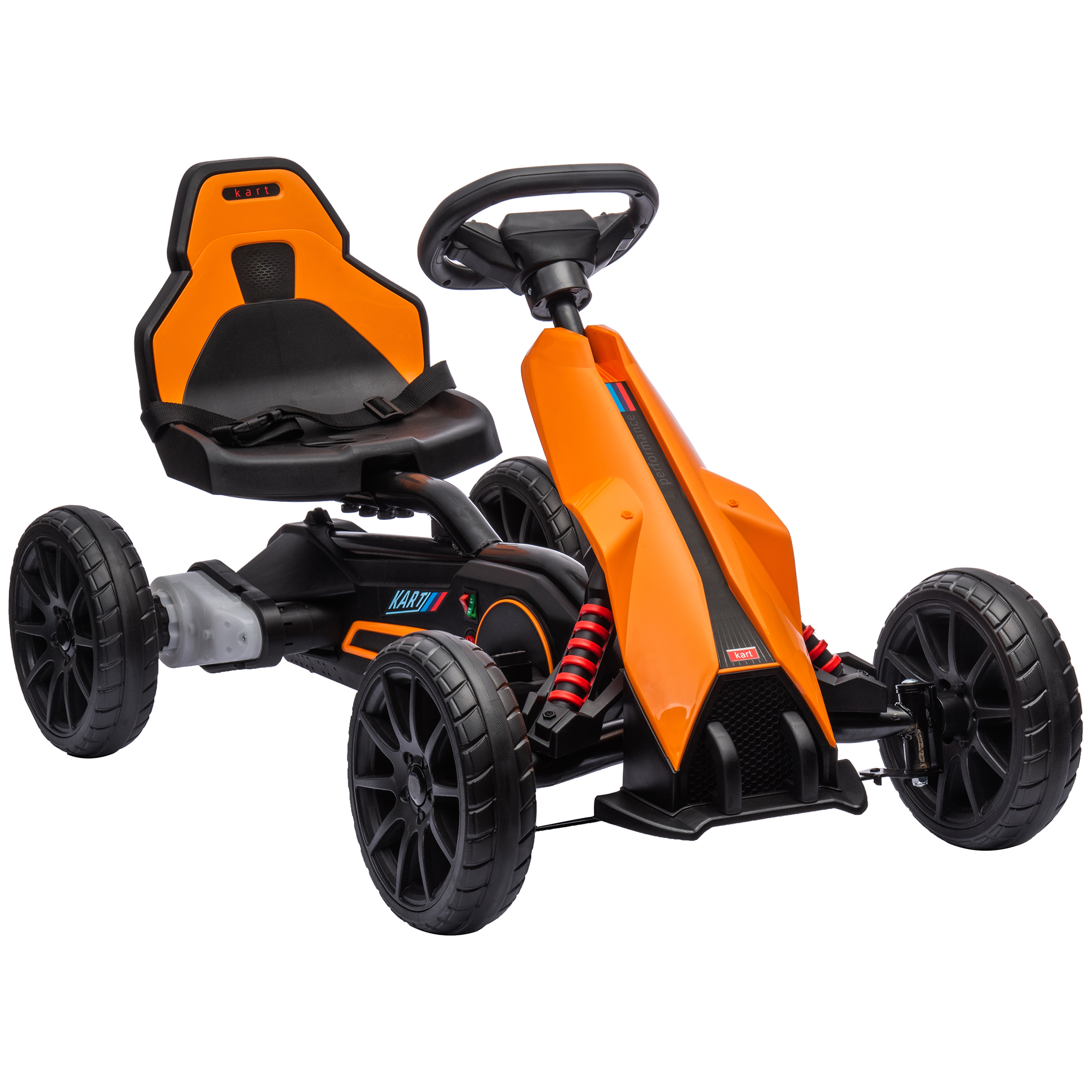 12V Electric Go Kart for Kids, Ride On Toy with EVA Tires, 2 Speeds, Adjustable Seat, Safety Belt for 3-8 Years, Orange (Drop Shipping Only, Not for Amazon)