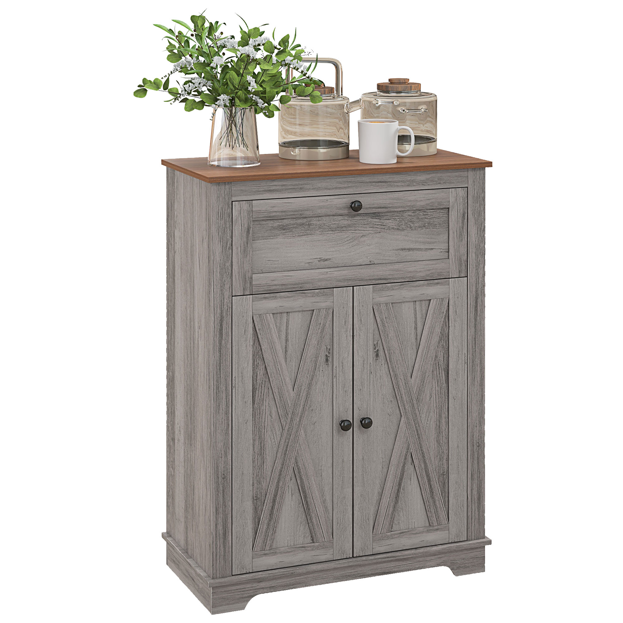 Farmhouse Sideboard Storage Cabinet with Doors and Drawer for Kitchen, Living room, 23.5