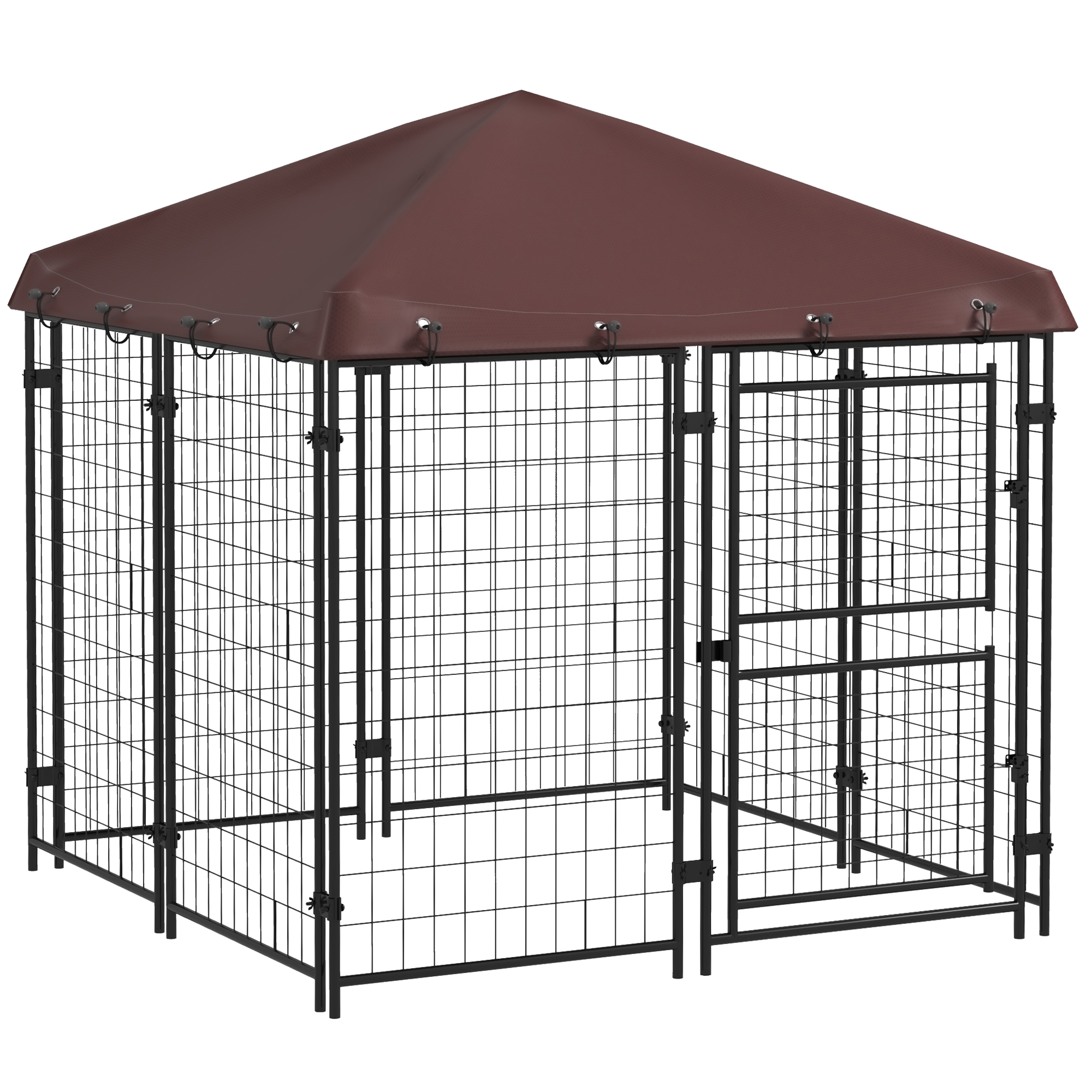 4.6' x 4.6' x 5' Dog Kennel Outdoor with Waterproof Canopy, Large Door (Drop Shipping Only, Not for Amazon)
