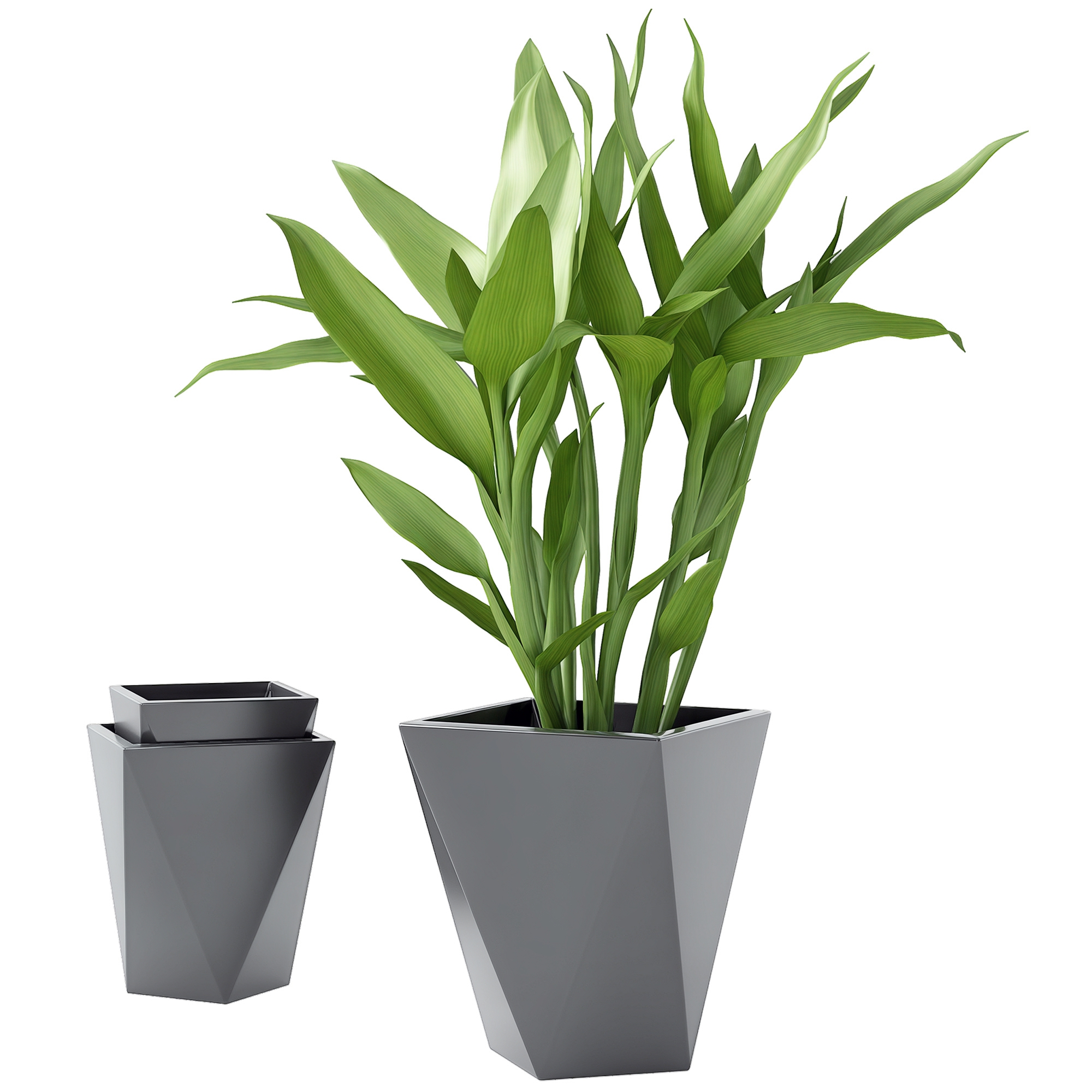 Indoor Outdoor Planters Set of 3 MgO Tall Planters Stackable Flower Pots with Drainage Holes for Garden, Balcony, Black (Drop Shipping Only, Not for Amazon)