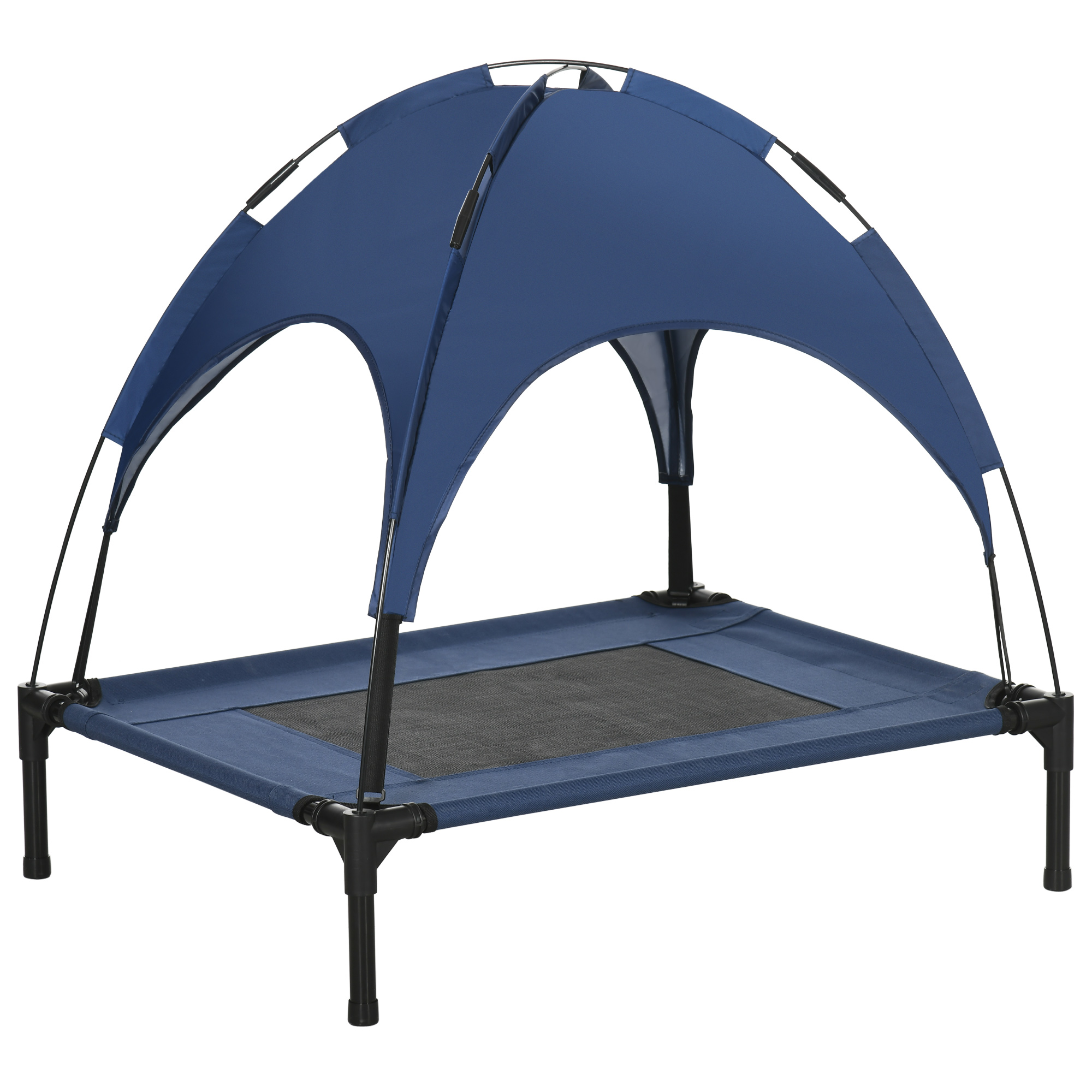 Elevated Portable Dog Cot Pet Bed with UV Protection Canopy Shade, 30 inch, Dark Blue (Drop Shipping Only, Not for Amazon)