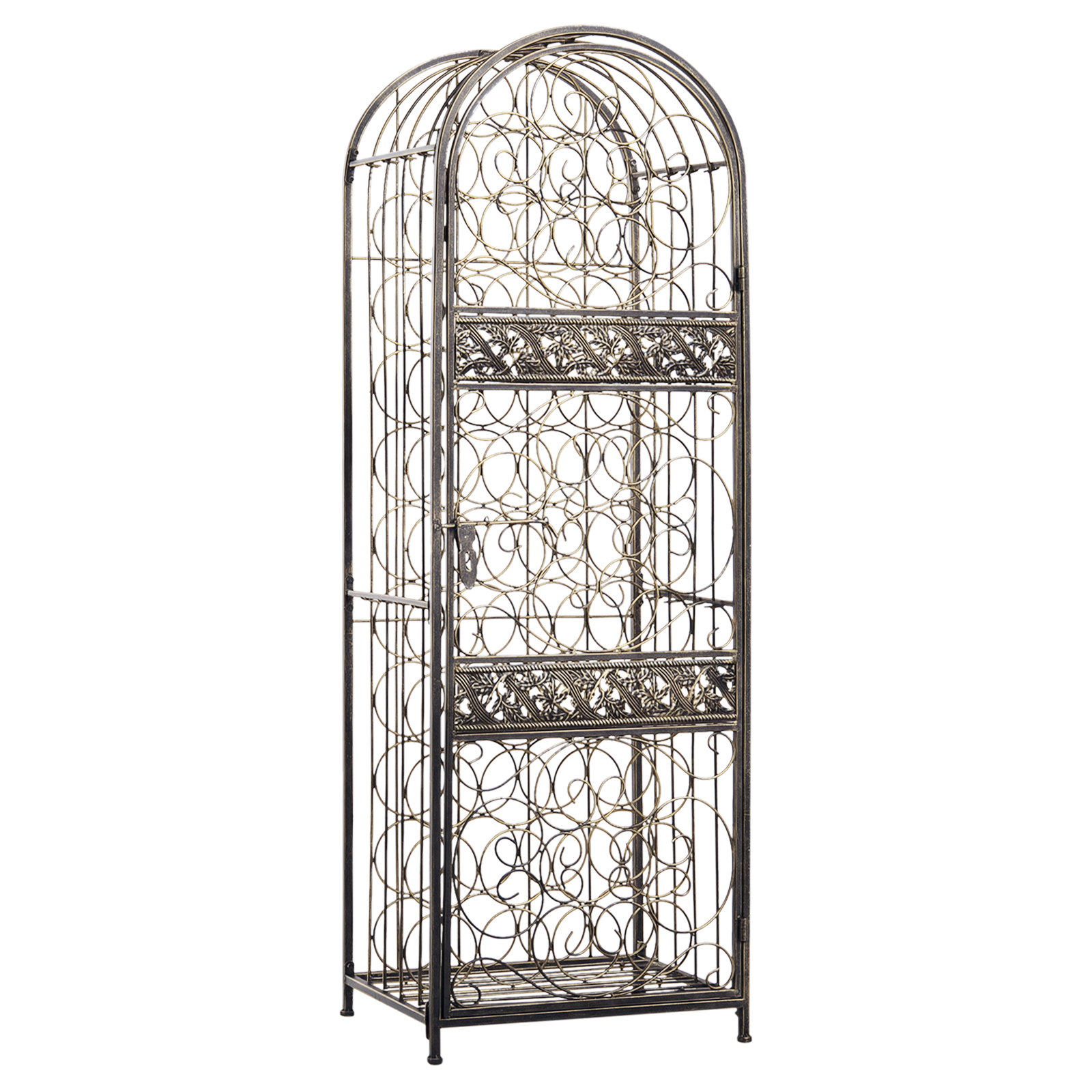 45 Bottle Wrought Iron Wine Rack Jail with Lock - Antique Bronze (Drop Shipping Only, Not for Amazon)