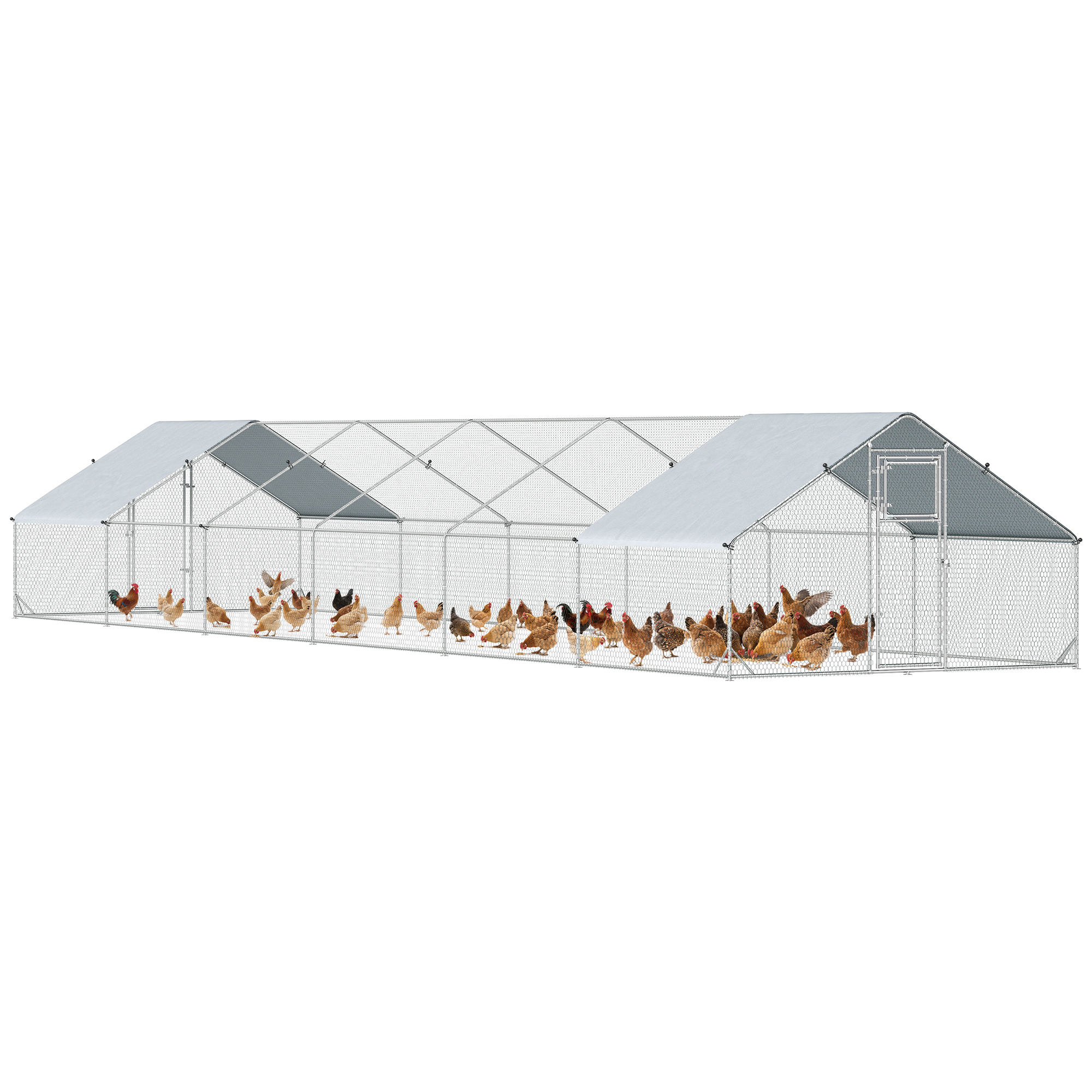 Large Chicken Coop with Waterproof and Anti-UV Cover, Spire Shaped for Outdoor and Yard Farm Use, 39' x 10' x 6.4' (Drop Shipping Only, Not for Amazon)