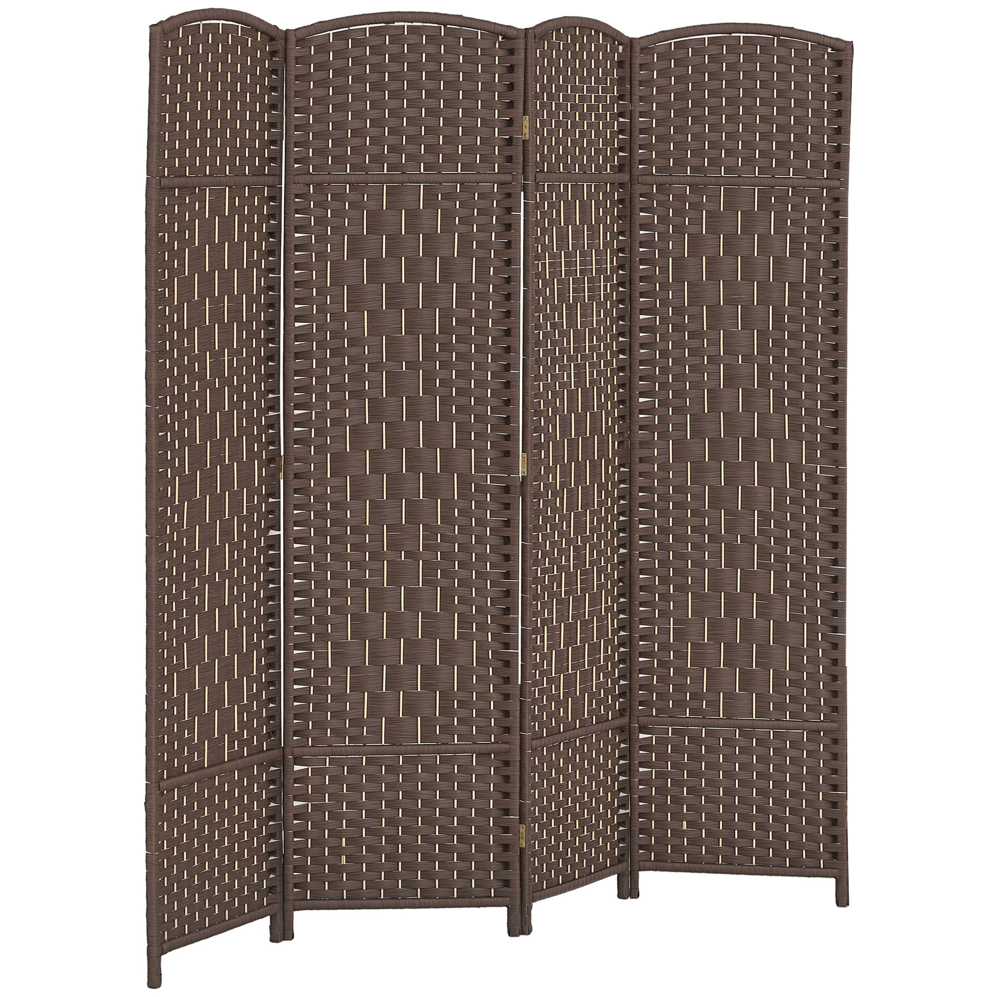 Folding Room Divider Screen 4 Panel 6' Tall Privacy Screen Freestanding Wood Partition for Home Office, Brown (Drop Shipping Only, Not for Amazon)