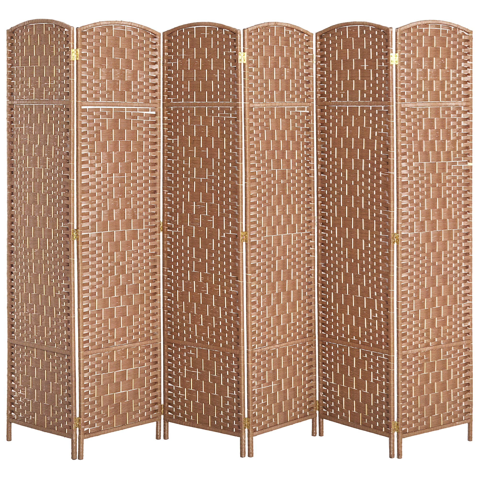 Room Divider 6 Panel, 6FT Tall Folding Privacy Screen, Freestanding Hand-Woven Partition for Room Separation with 360° Hinges, Paper Rope Diamond Weave, Black (Drop Shipping Only, Not for Amazon)