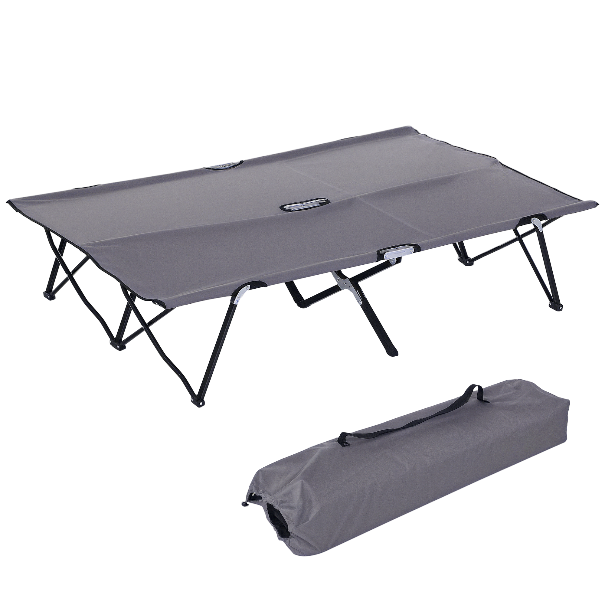 Double Camping Cot Bed, with Bag - Grey (Drop Shipping Only, Not for Amazon)