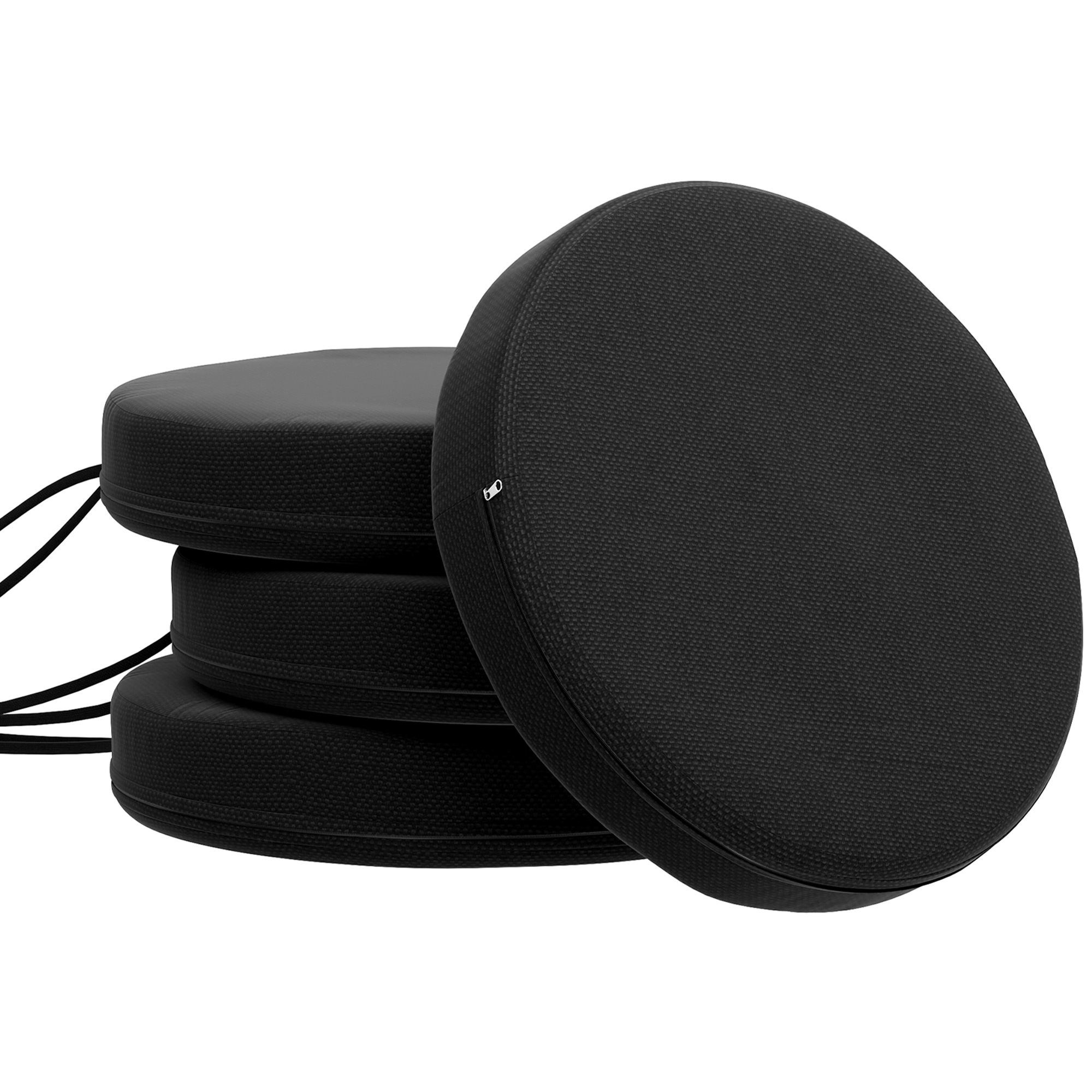 Patio Chair Cushions Set of 4 Round Seat Cushions for Dining Bistro Chairs Machine Washable, 15