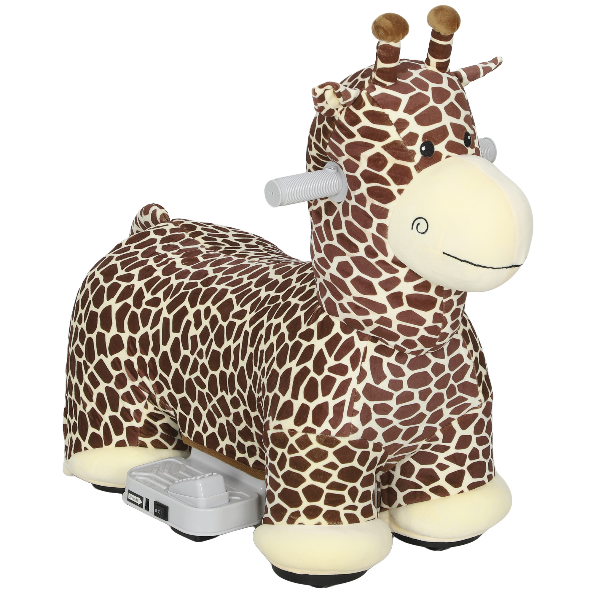 Kids Electric Ride On Giraffe, 6V Battery Powered Ride On Toy with Washable Cover, Music for 1.5-5 Years, Brown (Drop Shipping Only, Not for Amazon)