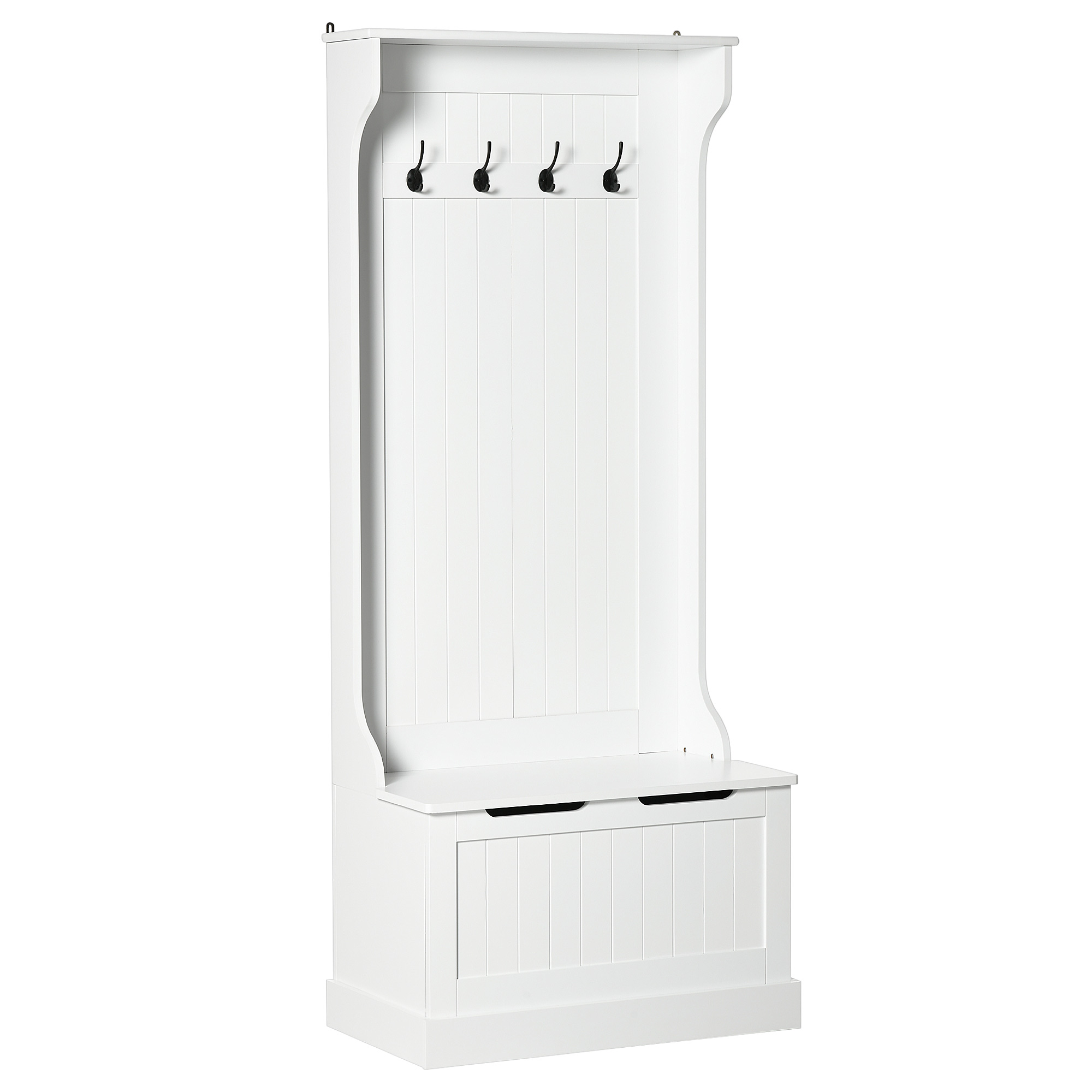 Hall Tree with Coat Rack, Storage, and Sitting Bench, Cream White (Drop Shipping Only, Not for Amazon)